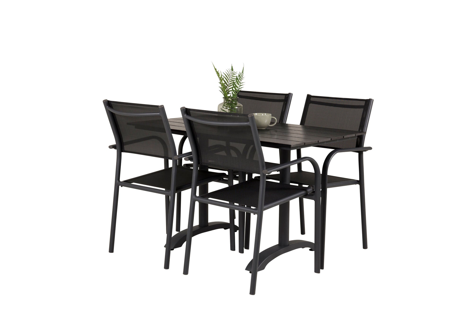 Venture Home Denver Café bord 120*70 - Black Alu / Black Aintwood+Santorini Arm stol (Stackable) - Black alu / Black Textilene_4