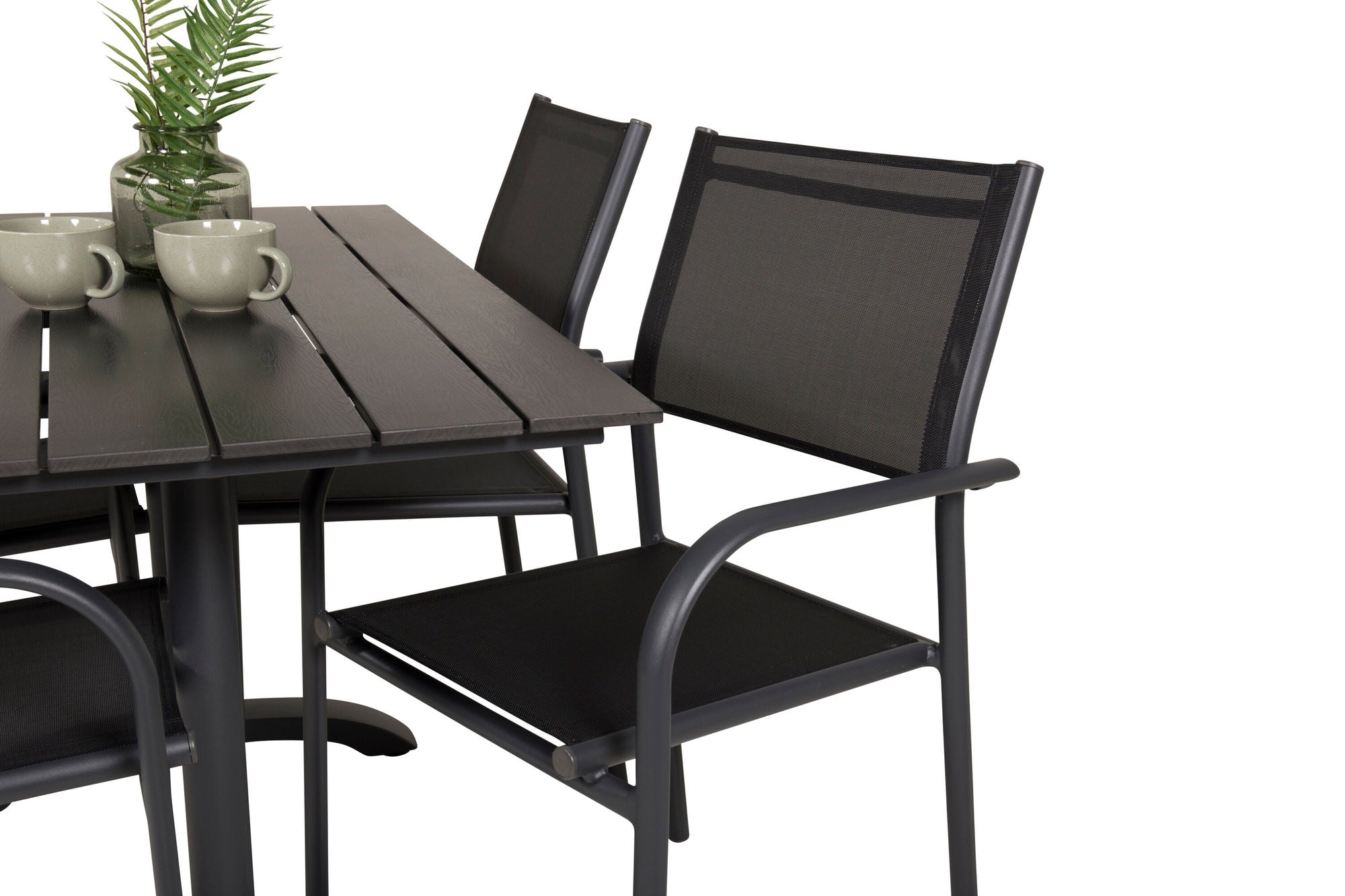 Venture Home Denver Café bord 120*70 - Black Alu / Black Aintwood+Santorini Arm stol (Stackable) - Black alu / Black Textilene_4