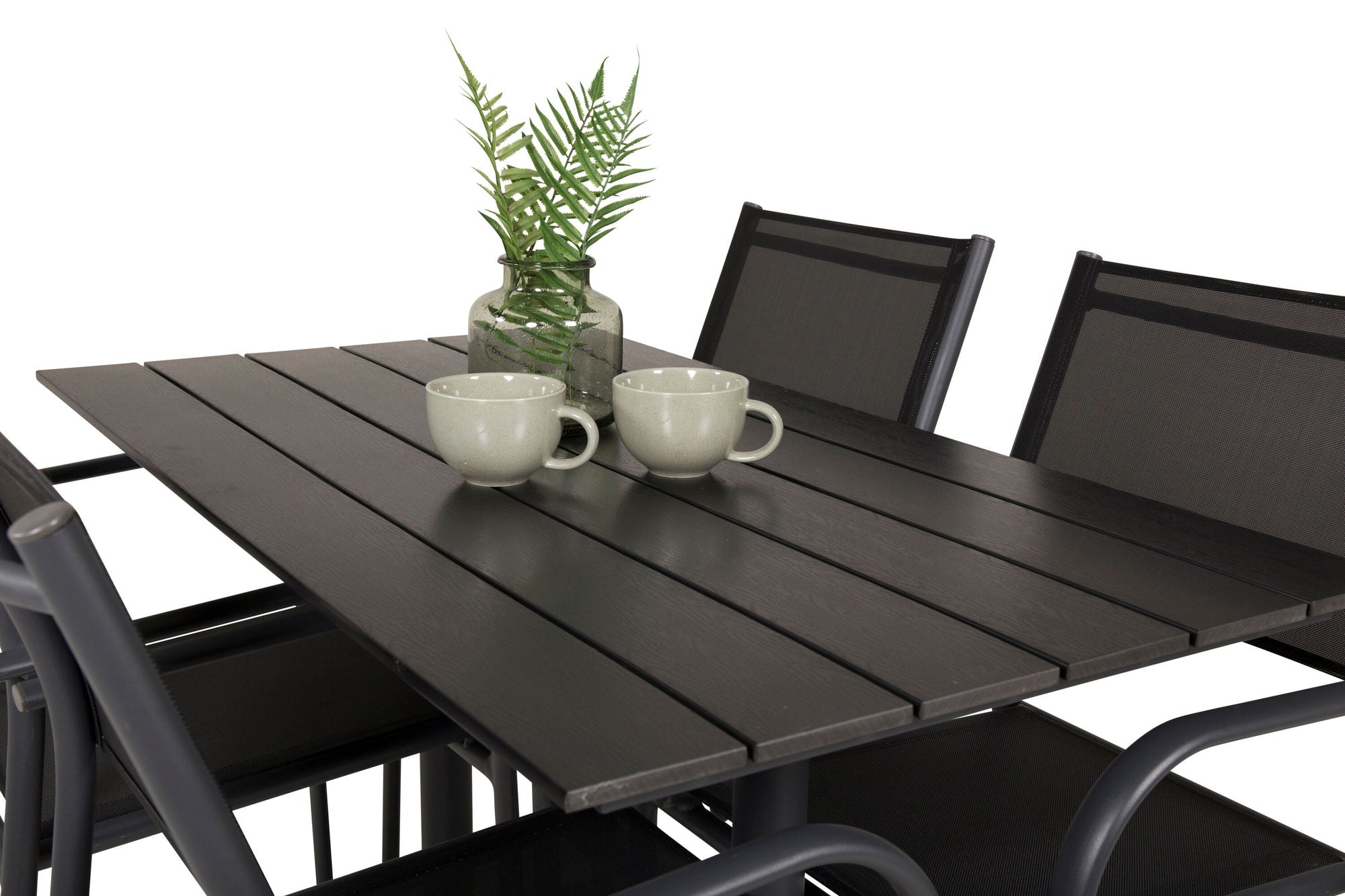 Venture Home Denver Café bord 120*70 - Black Alu / Black Aintwood+Santorini Arm stol (Stackable) - Black alu / Black Textilene_4