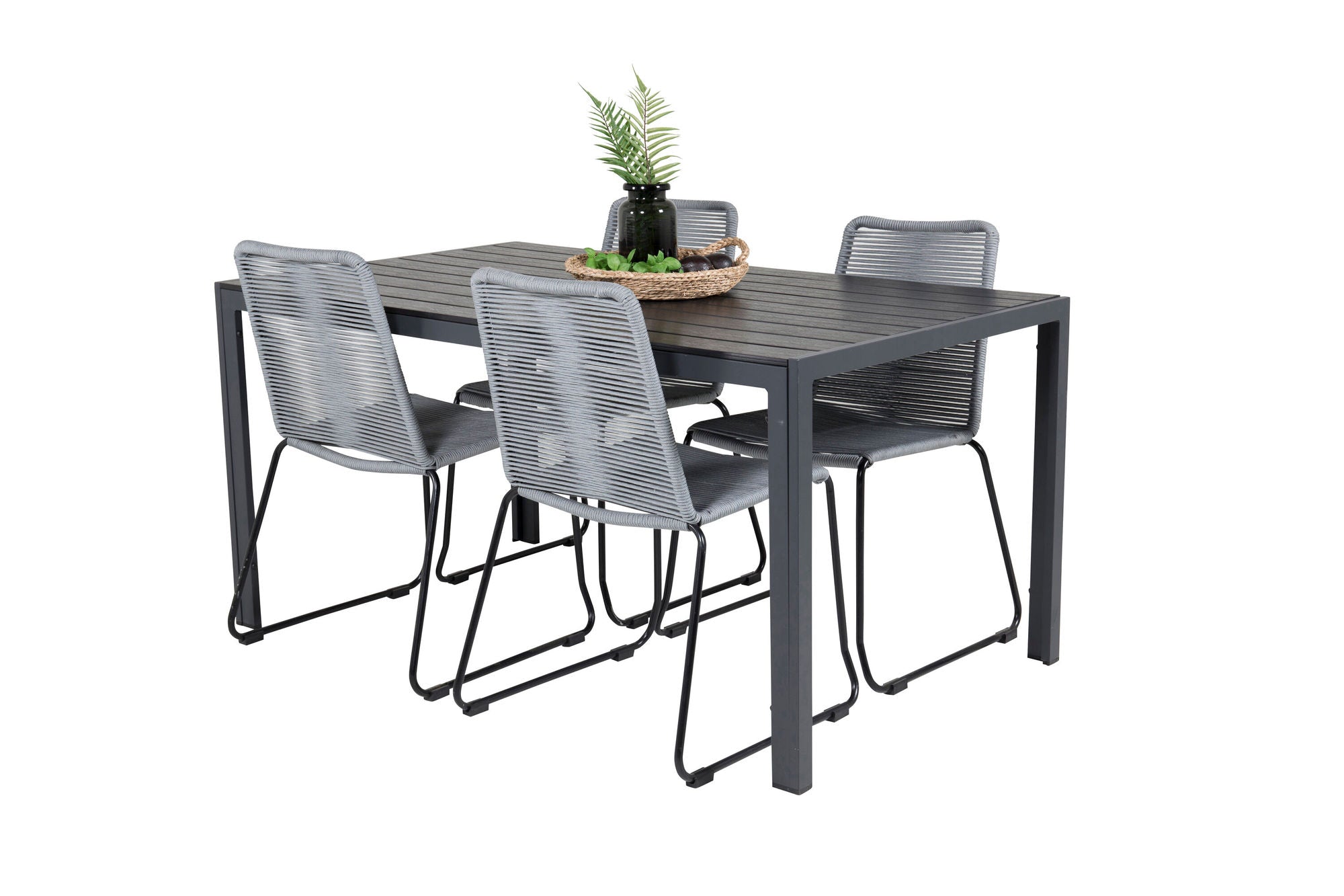 Venture Home Break spisebord - 150*90 Black Alu / Black Aintwood +Lindos Spisebordsstol - Bl
