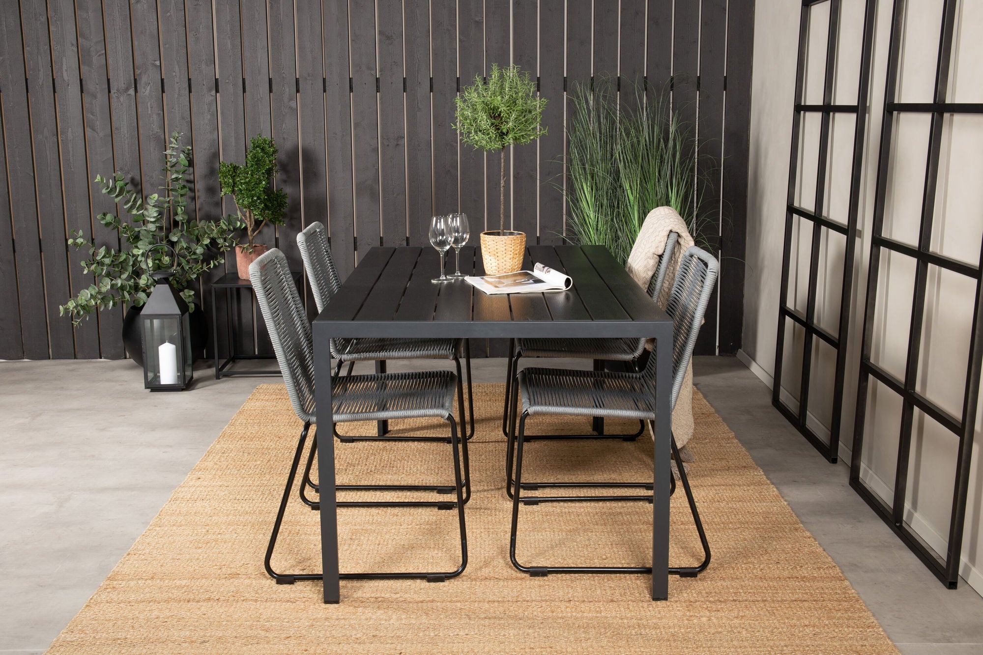 Venture Home Break spisebord - 150*90 Black Alu / Black Aintwood +Lindos Spisebordsstol - Bl
