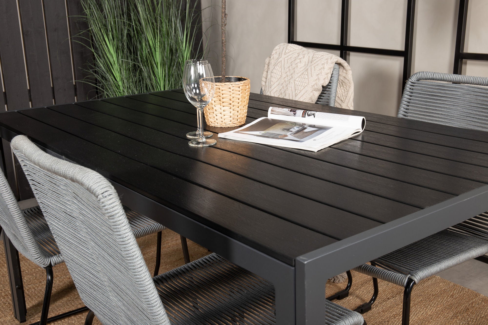 Venture Home Break spisebord - 150*90 Black Alu / Black Aintwood +Lindos Spisebordsstol - Bl
