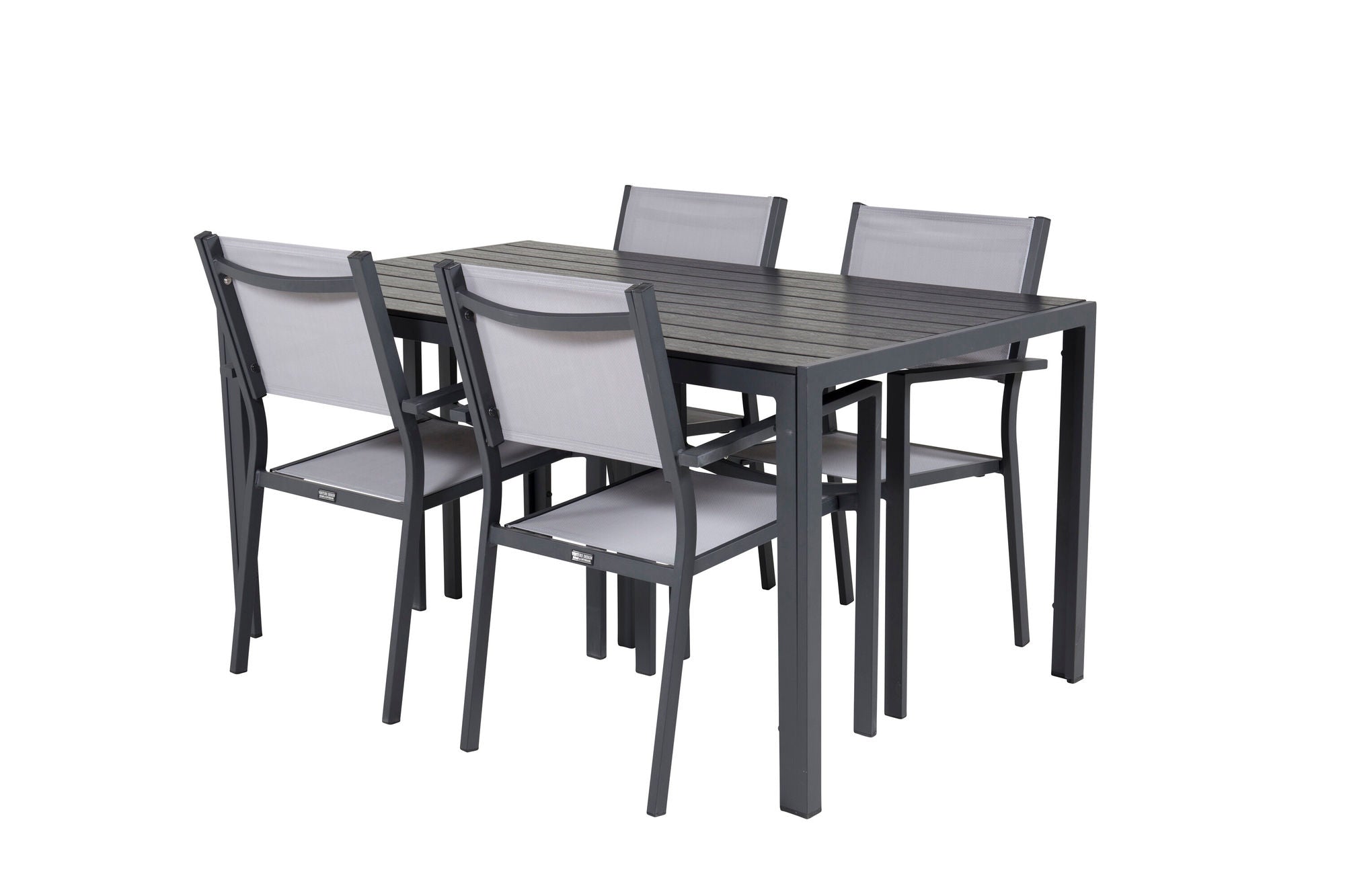 Venture Home Break spisebord - 150*90 Black Alu / Black/Grey Aintwood +Copacabana Arm stol (st