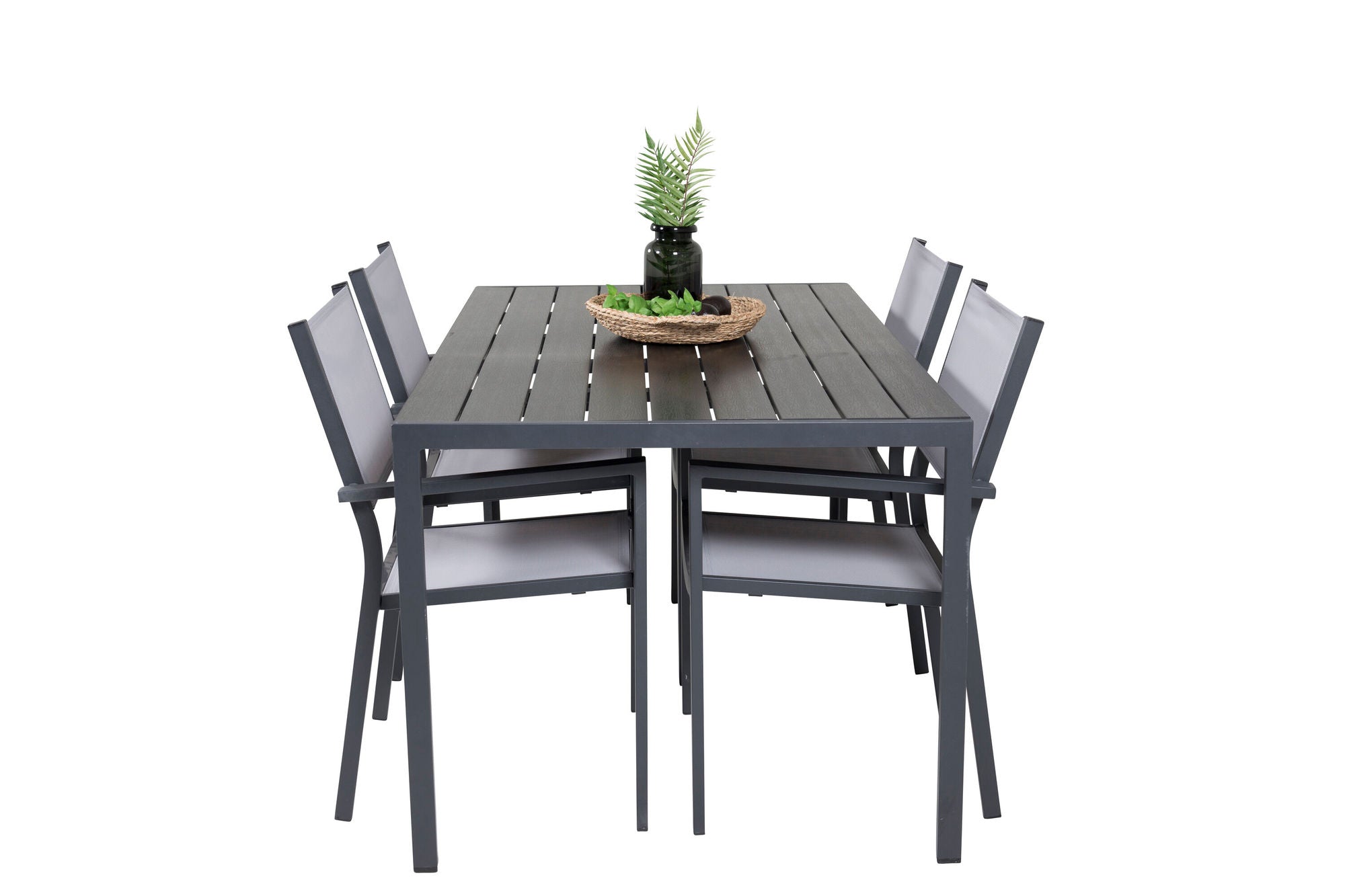Venture Home Break spisebord - 150*90 Black Alu / Black/Grey Aintwood +Copacabana Arm stol (st