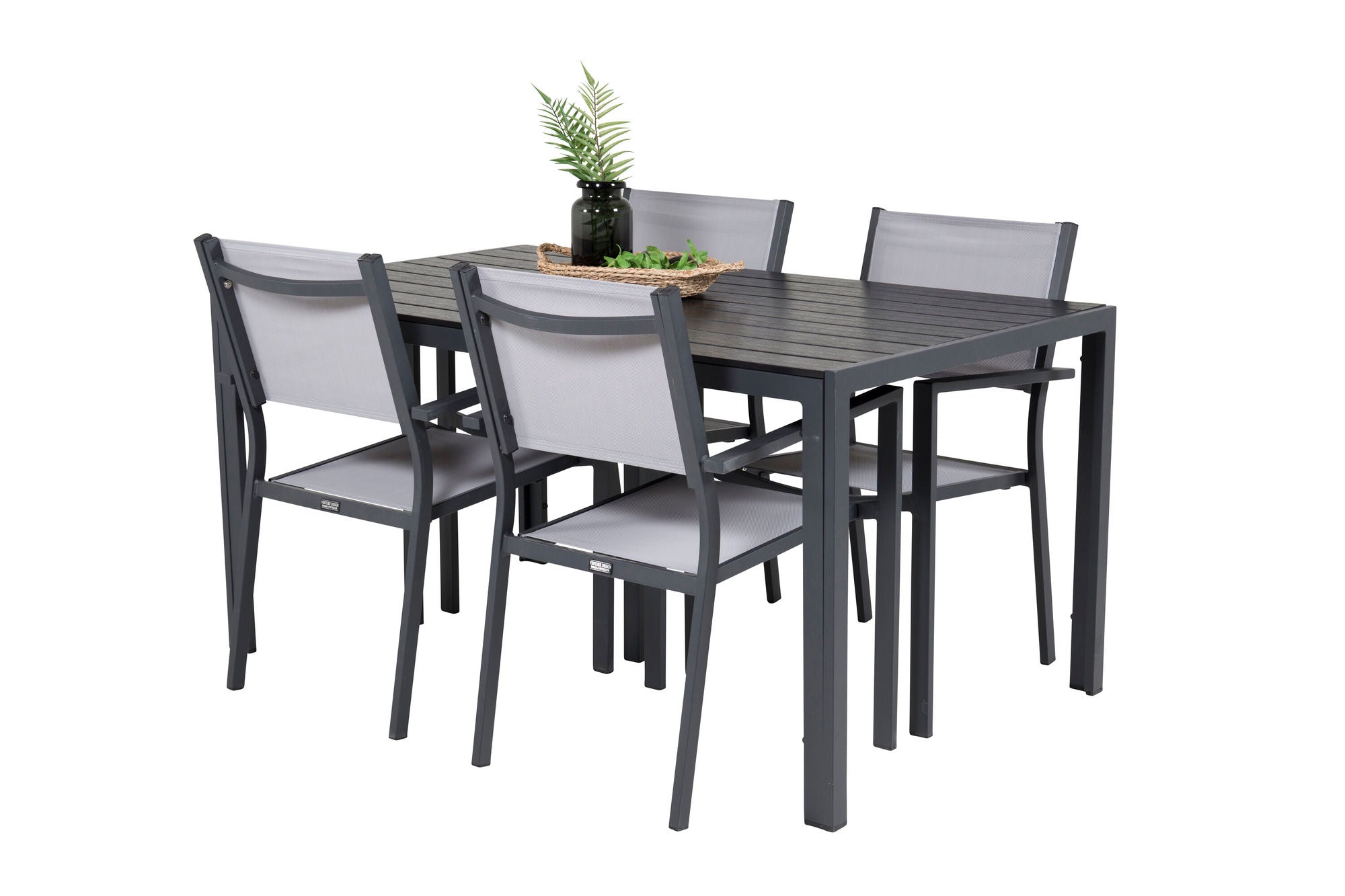 Venture Home Break spisebord - 150*90 Black Alu / Black/Grey Aintwood +Copacabana Arm stol (st