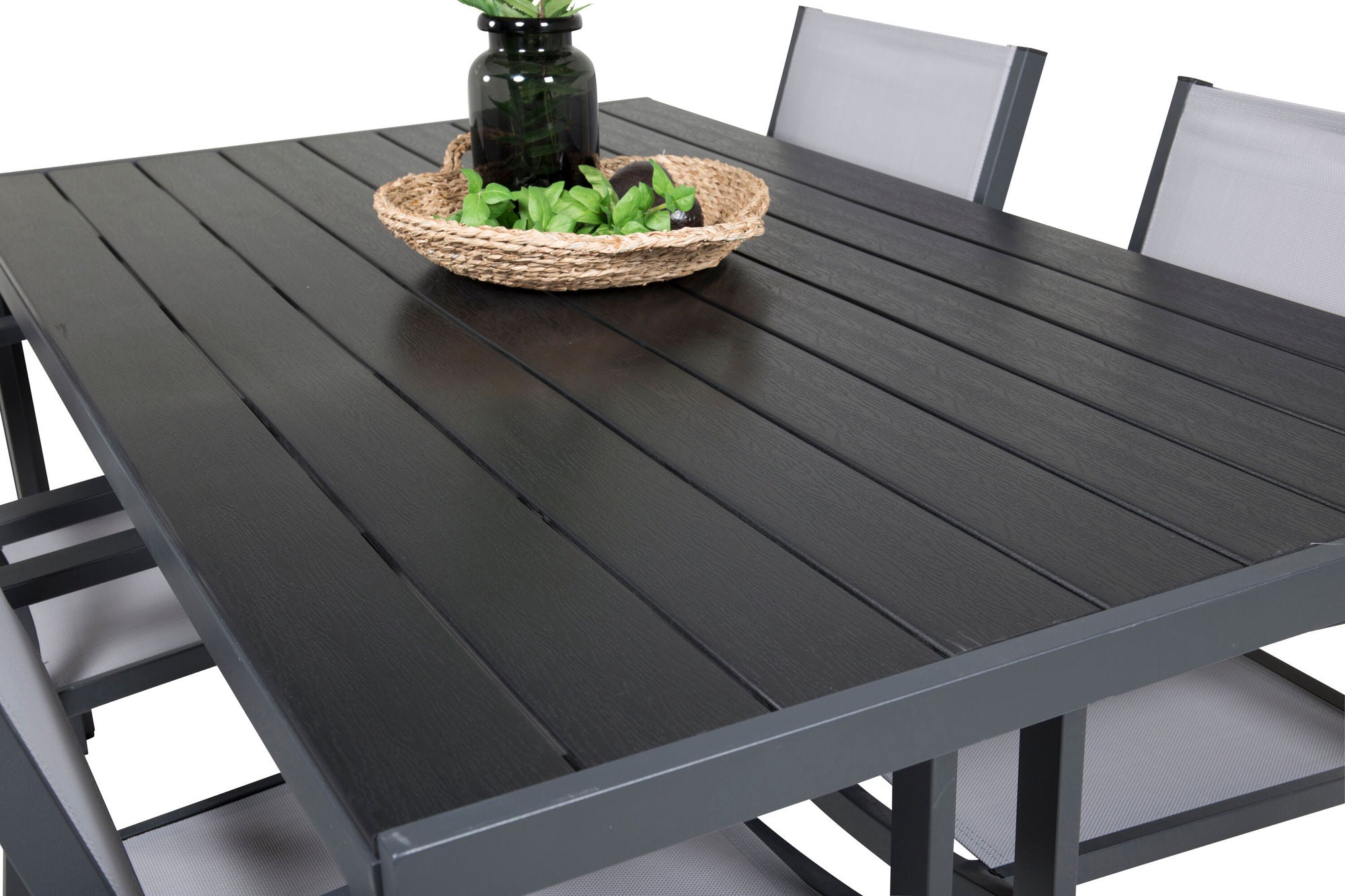 Venture Home Break spisebord - 150*90 Black Alu / Black/Grey Aintwood +Copacabana Arm stol (st
