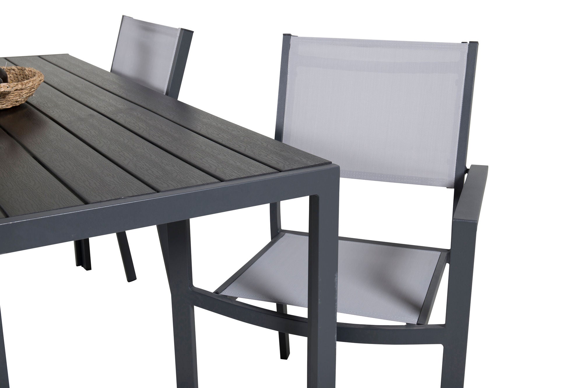 Venture Home Break spisebord - 150*90 Black Alu / Black/Grey Aintwood +Copacabana Arm stol (st