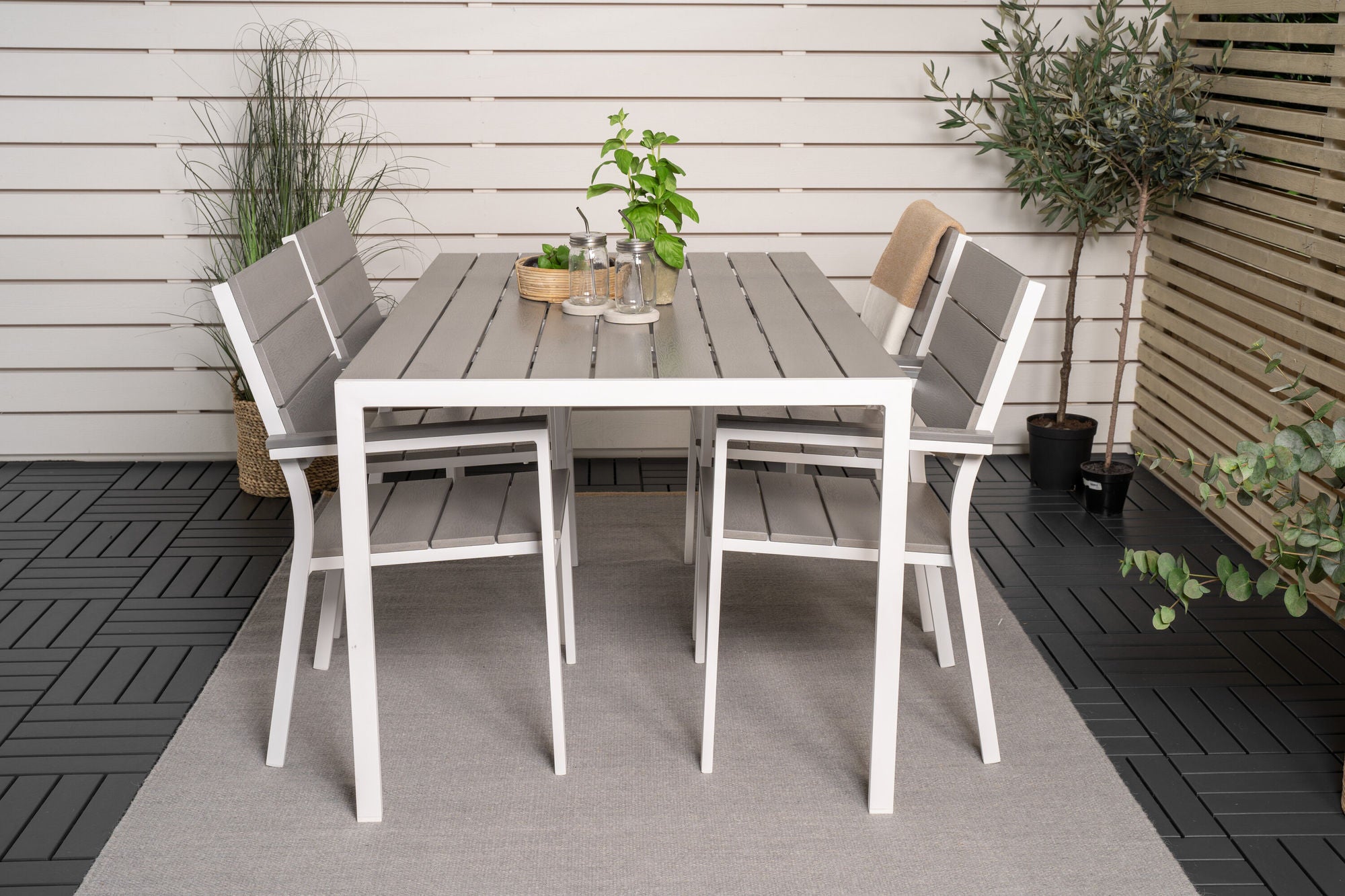 Venture Home Break spisebord - White Alu / Grey Aintwood - 150*90+Levels stol (stackable)