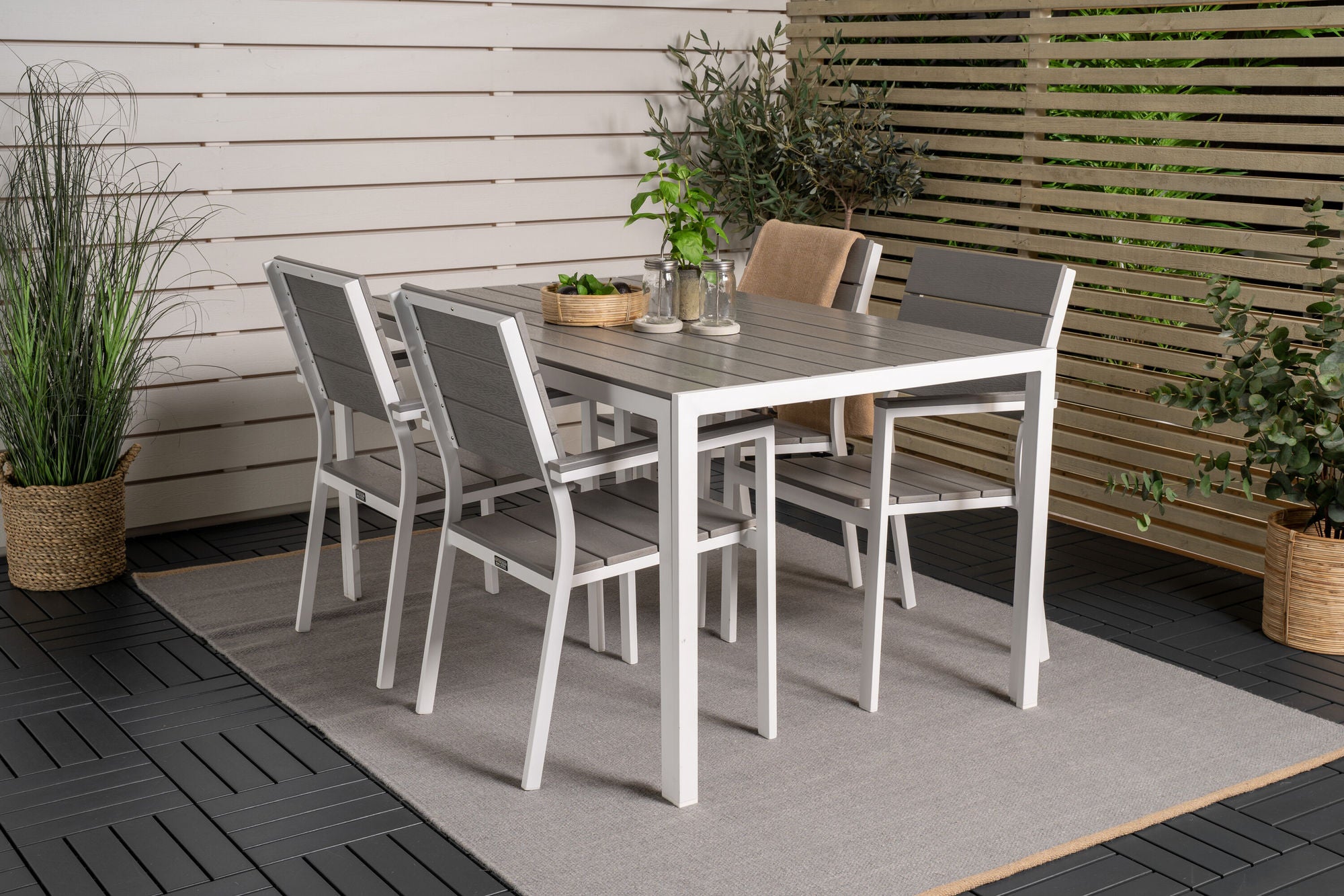 Venture Home Break spisebord - White Alu / Grey Aintwood - 150*90+Levels stol (stackable)