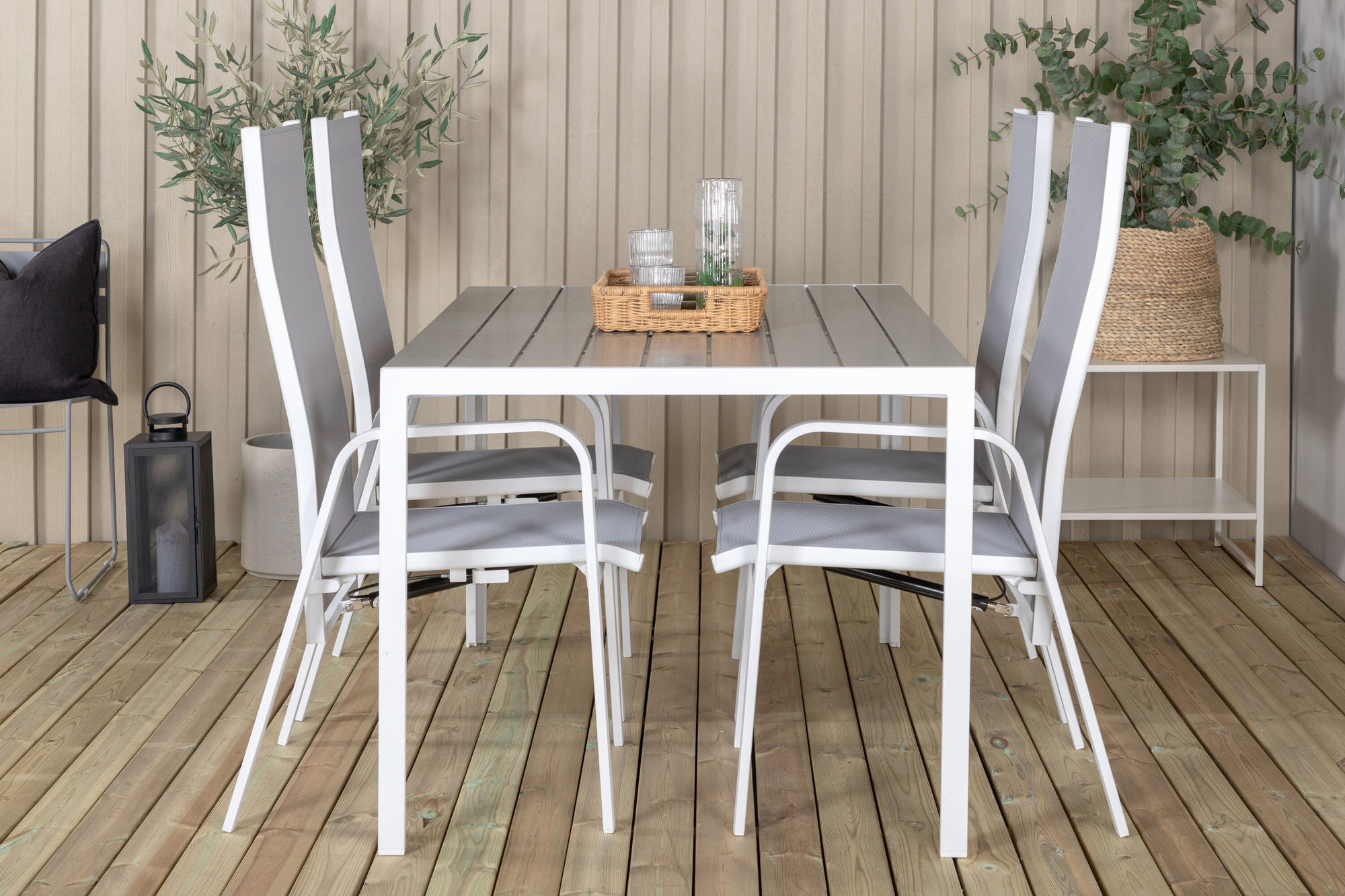 Venture Home Break spisebord - White Alu / Grey Aintwood - 150*90+Copacabana Recliner Chai