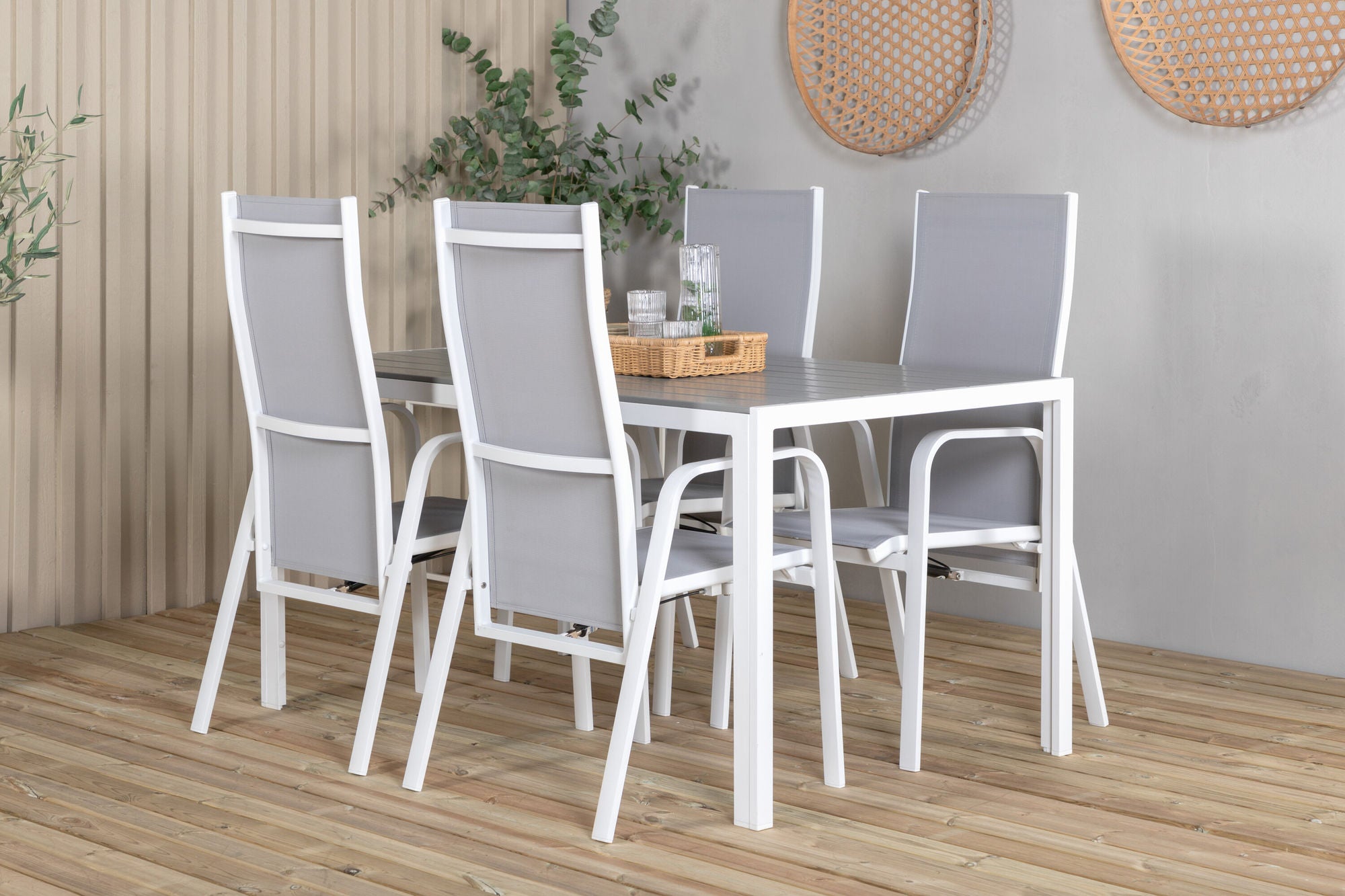 Venture Home Break spisebord - White Alu / Grey Aintwood - 150*90+Copacabana Recliner Chai
