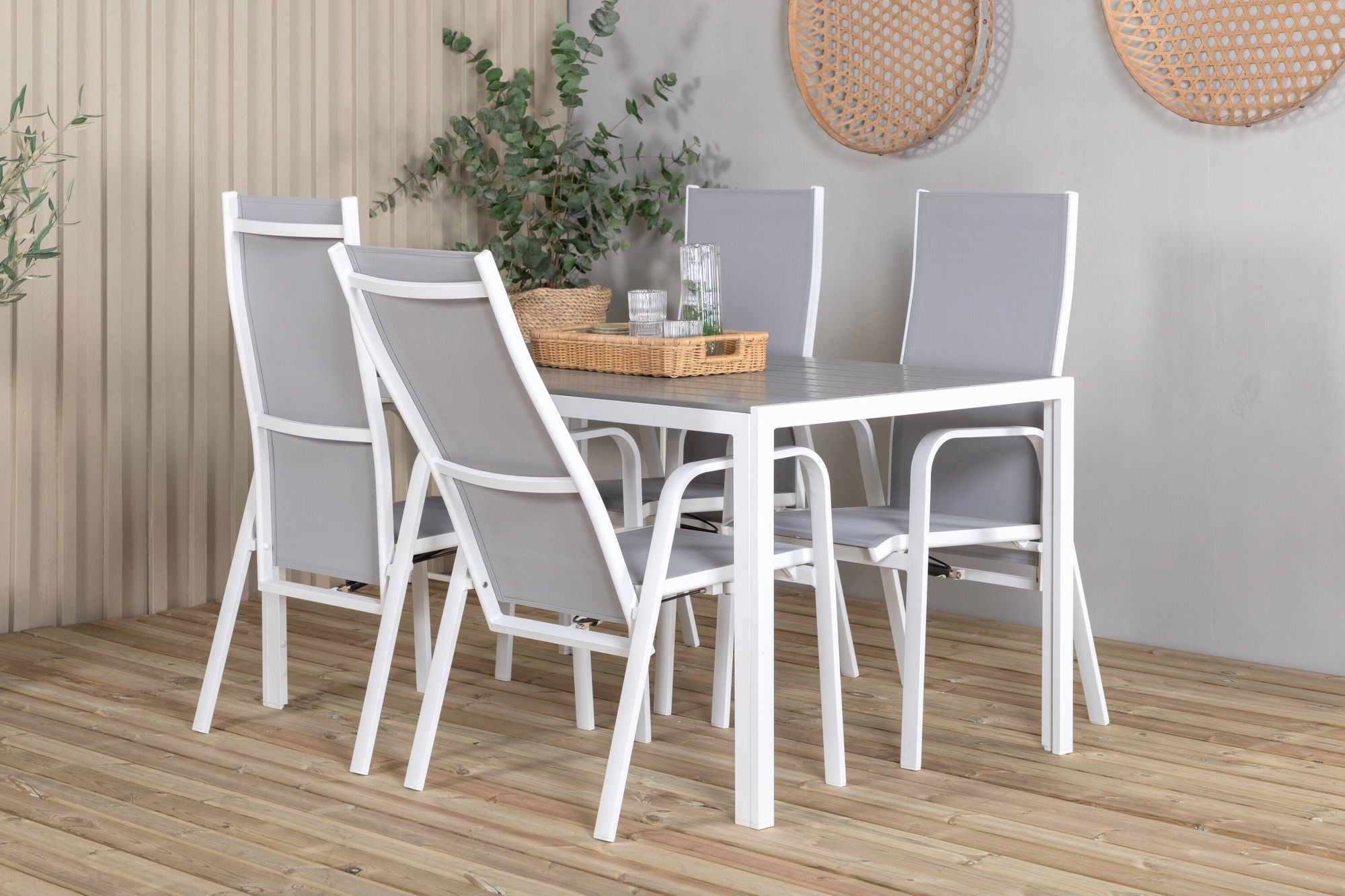 Venture Home Break spisebord - White Alu / Grey Aintwood - 150*90+Copacabana Recliner Chai