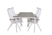 Venture Home Break spisebord - White Alu / Grey Aintwood - 150*90+Albany stol 5:pos - Whi