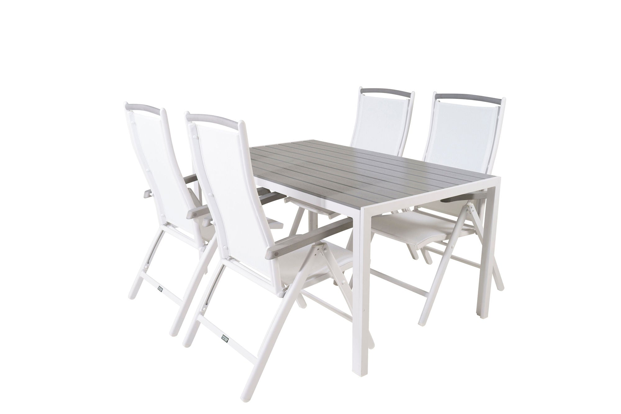 Venture Home Break spisebord - White Alu / Grey Aintwood - 150*90+Albany stol 5:pos - Whi