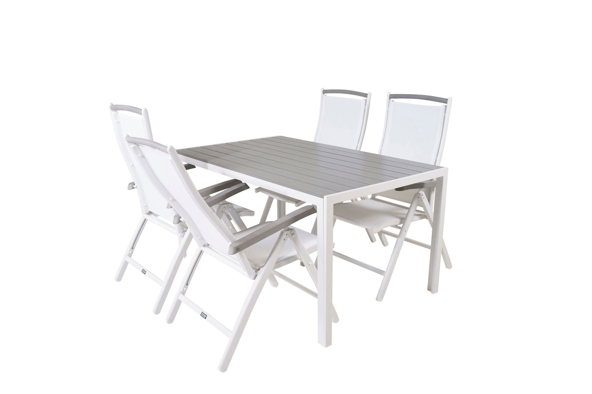 Venture Home Break spisebord - White Alu / Grey Aintwood - 150*90+Albany stol 5:pos - Whi