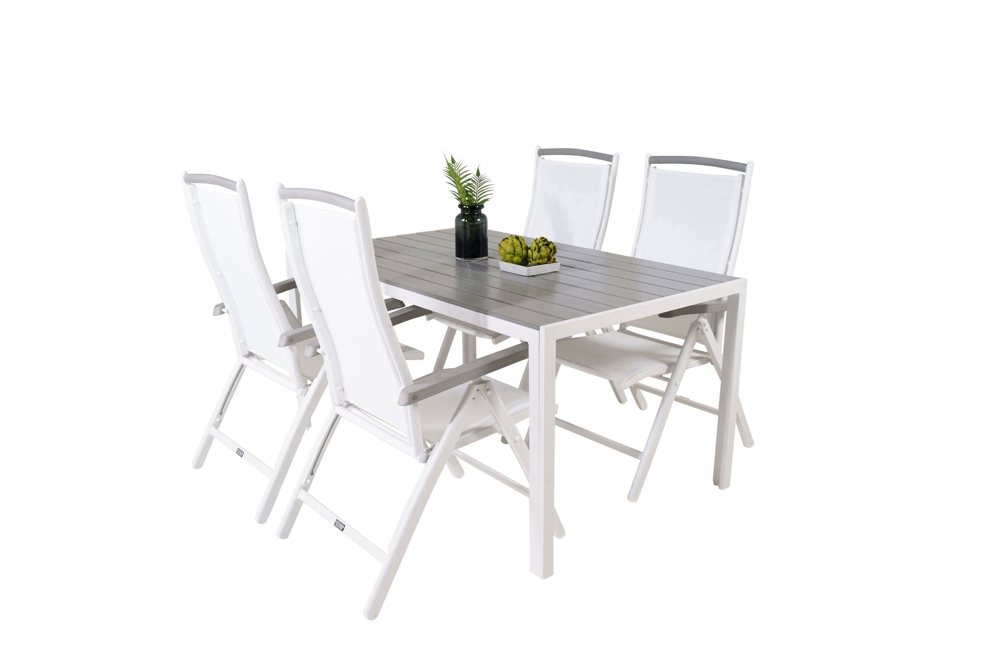 Venture Home Break spisebord - White Alu / Grey Aintwood - 150*90+Albany stol 5:pos - Whi