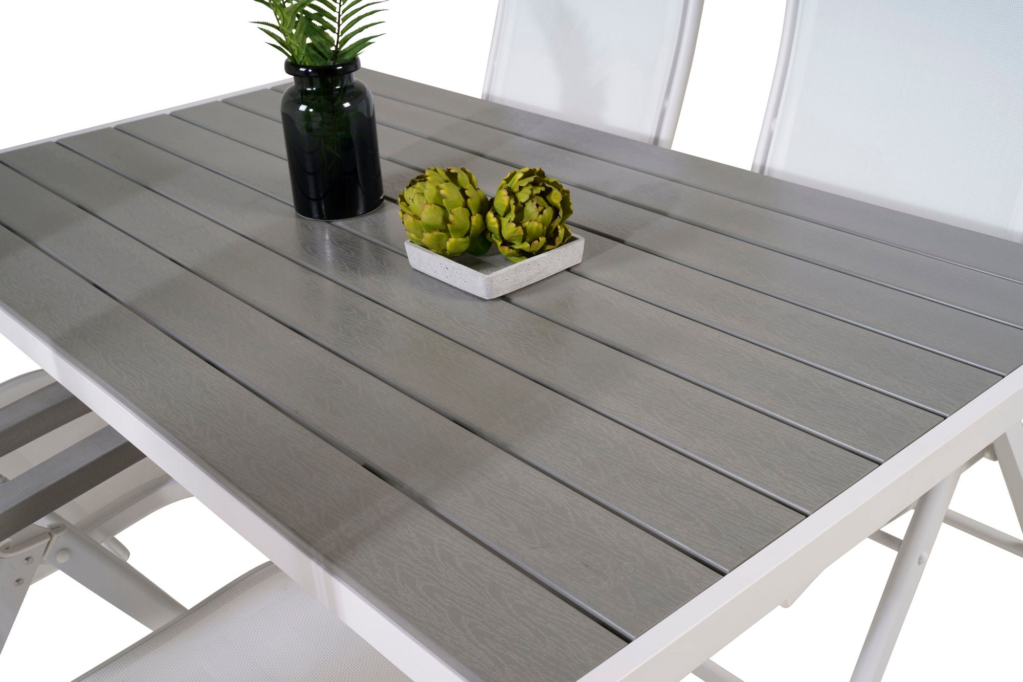 Venture Home Break spisebord - White Alu / Grey Aintwood - 150*90+Albany stol 5:pos - Whi