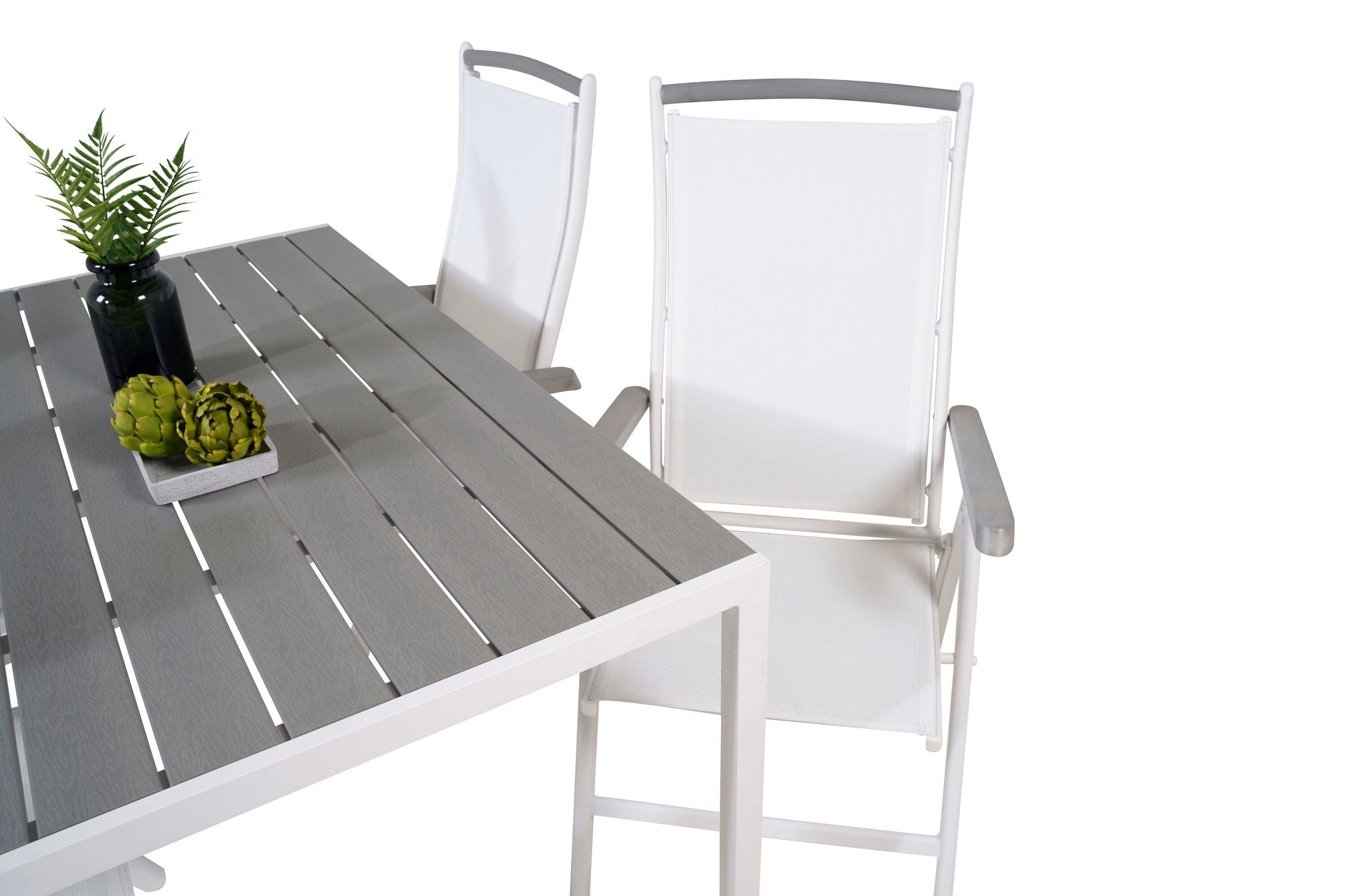 Venture Home Break spisebord - White Alu / Grey Aintwood - 150*90+Albany stol 5:pos - Whi