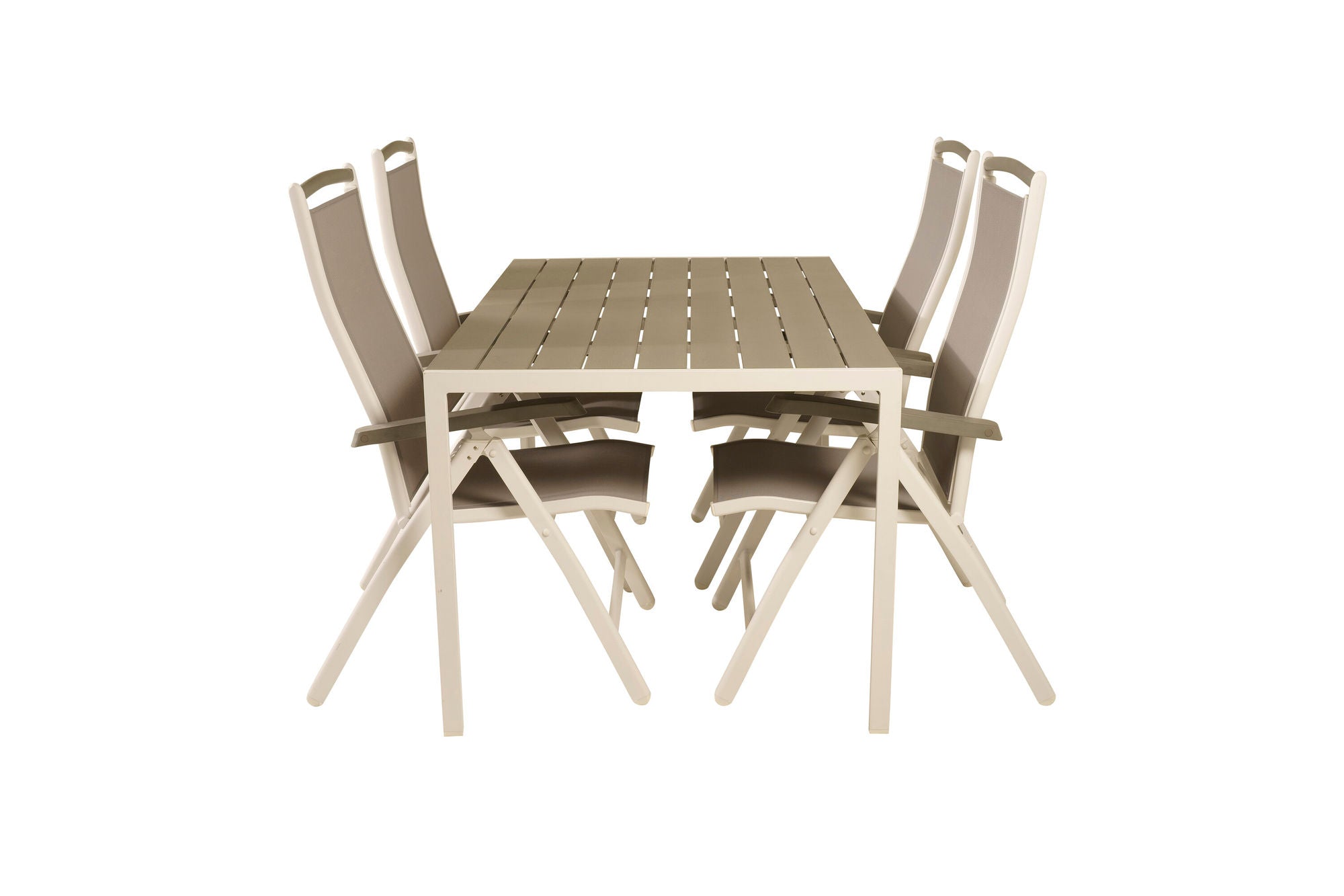 Venture Home Break spisebord - White Alu / Grey Aintwood - 150*90+Albany stol 5:pos - Whi