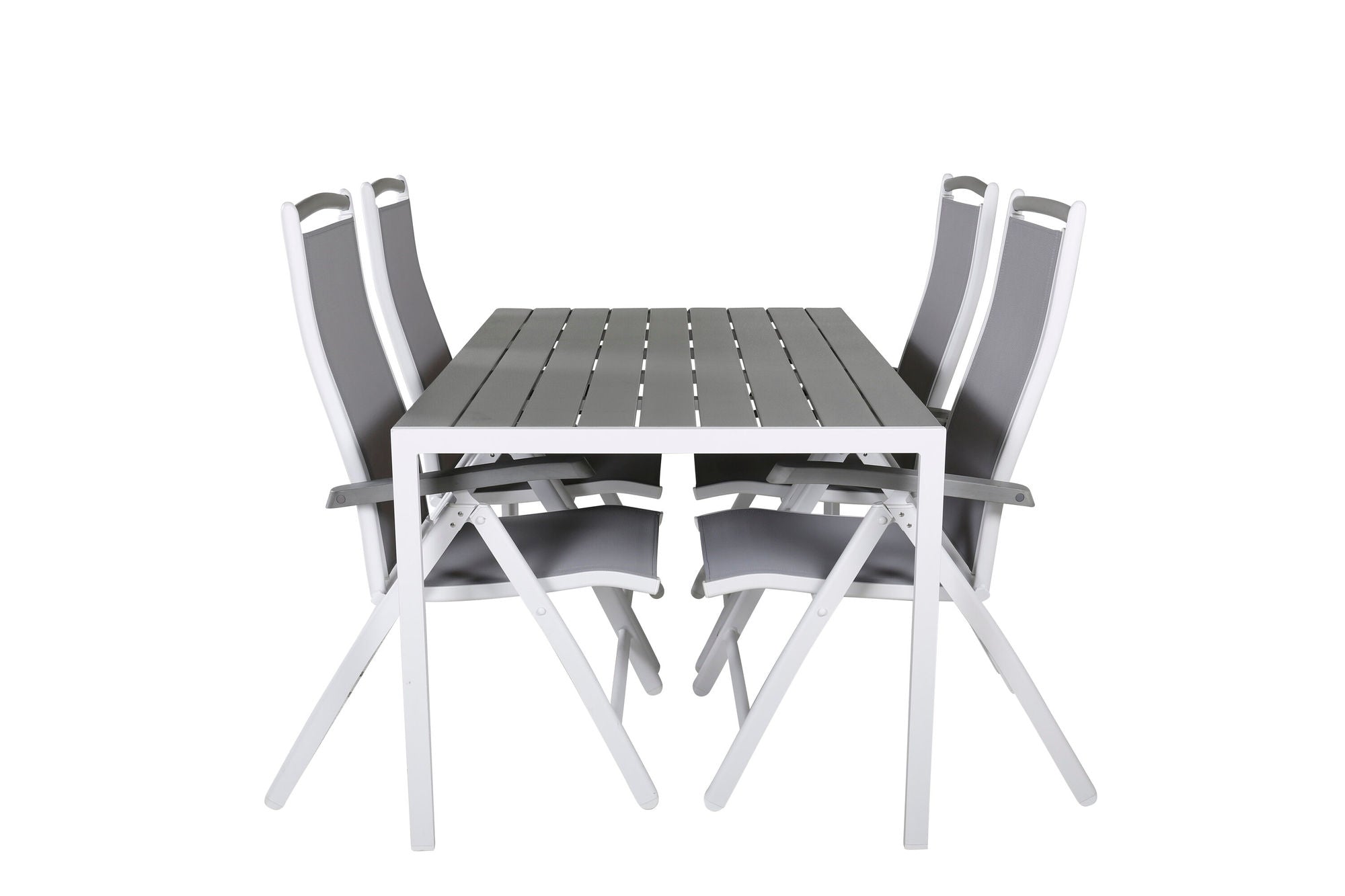 Venture Home Break spisebord - White Alu / Grey Aintwood - 150*90+Albany stol 5:pos - Whi