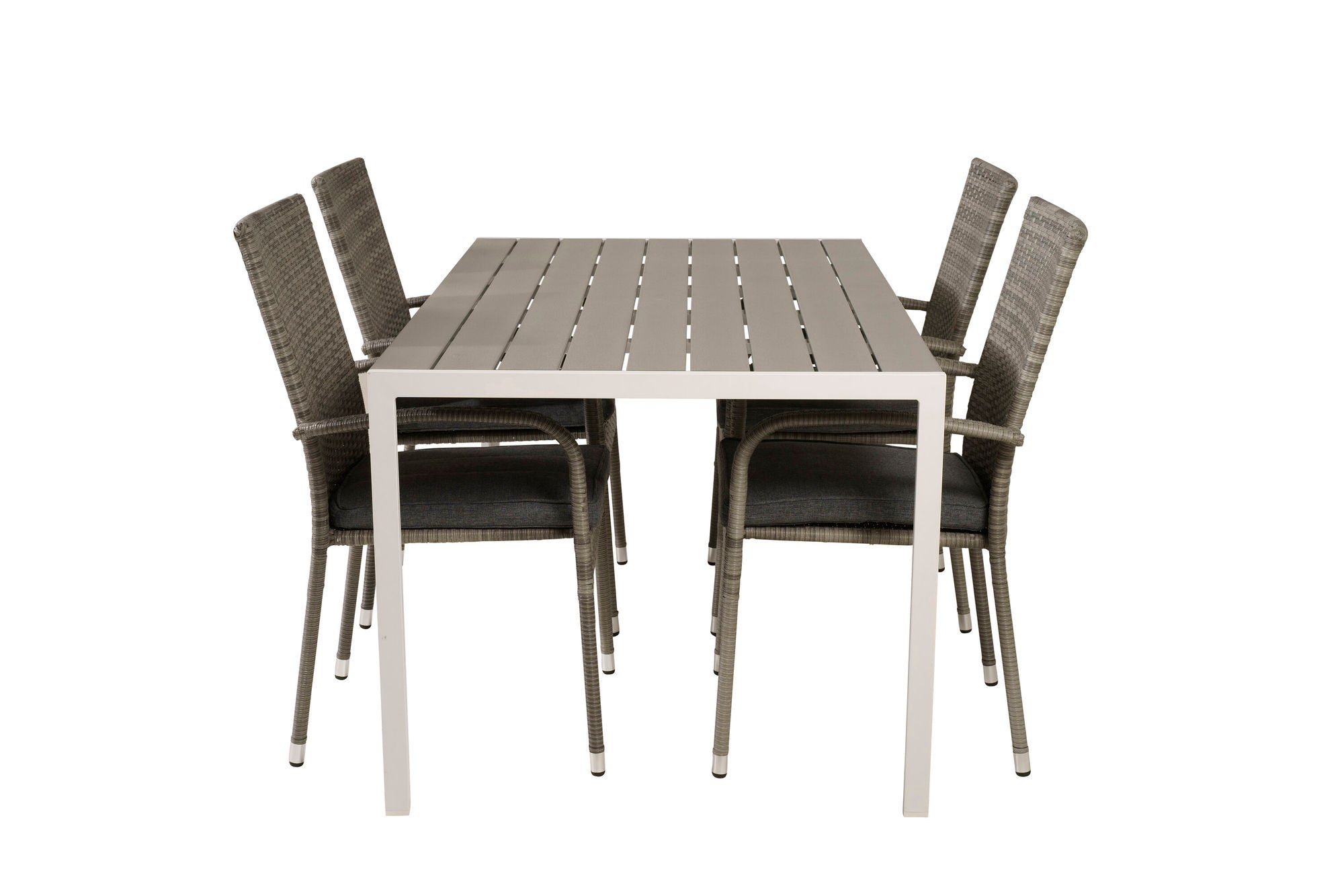 Venture Home Break spisebord - White Alu / Grey Aintwood - 150*90+Anna Arm stol (stackabl