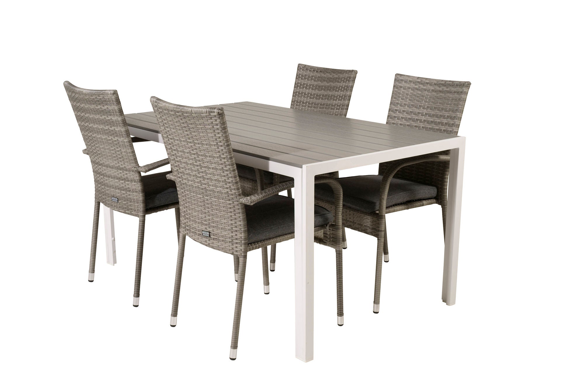 Venture Home Break spisebord - White Alu / Grey Aintwood - 150*90+Anna Arm stol (stackabl