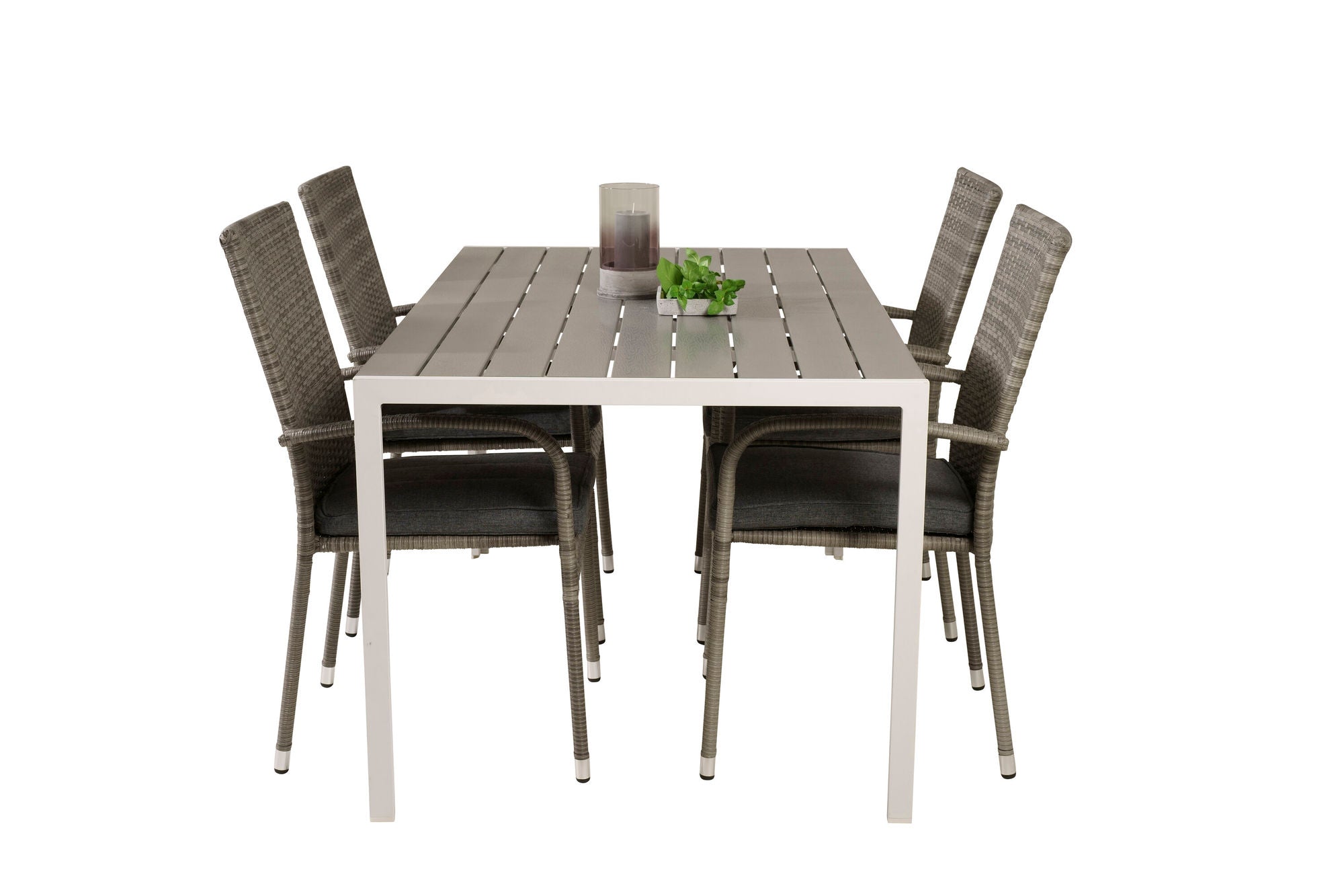 Venture Home Break spisebord - White Alu / Grey Aintwood - 150*90+Anna Arm stol (stackabl