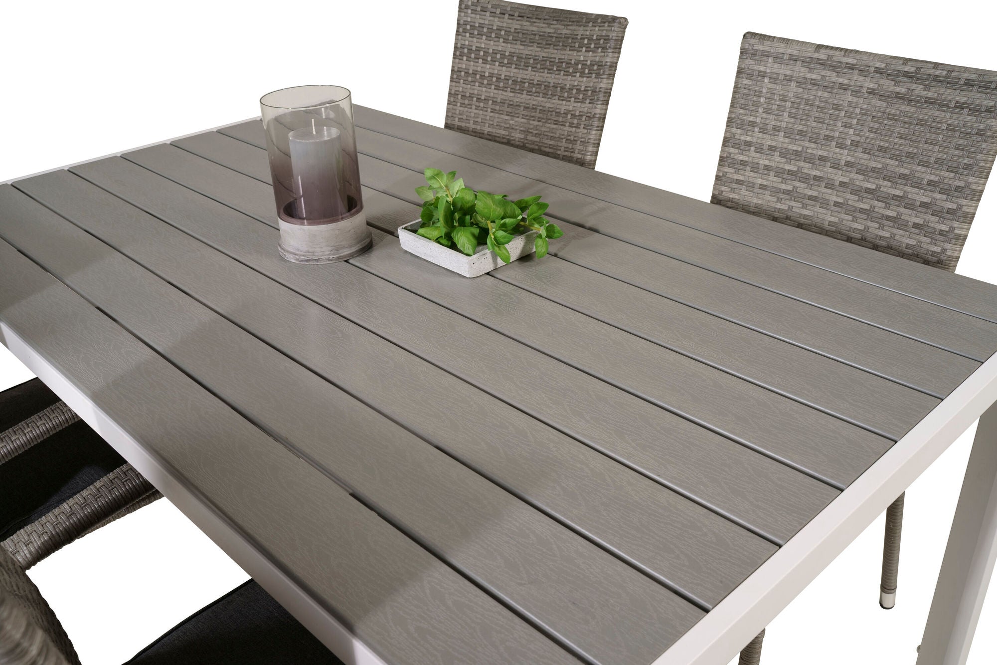 Venture Home Break spisebord - White Alu / Grey Aintwood - 150*90+Anna Arm stol (stackabl