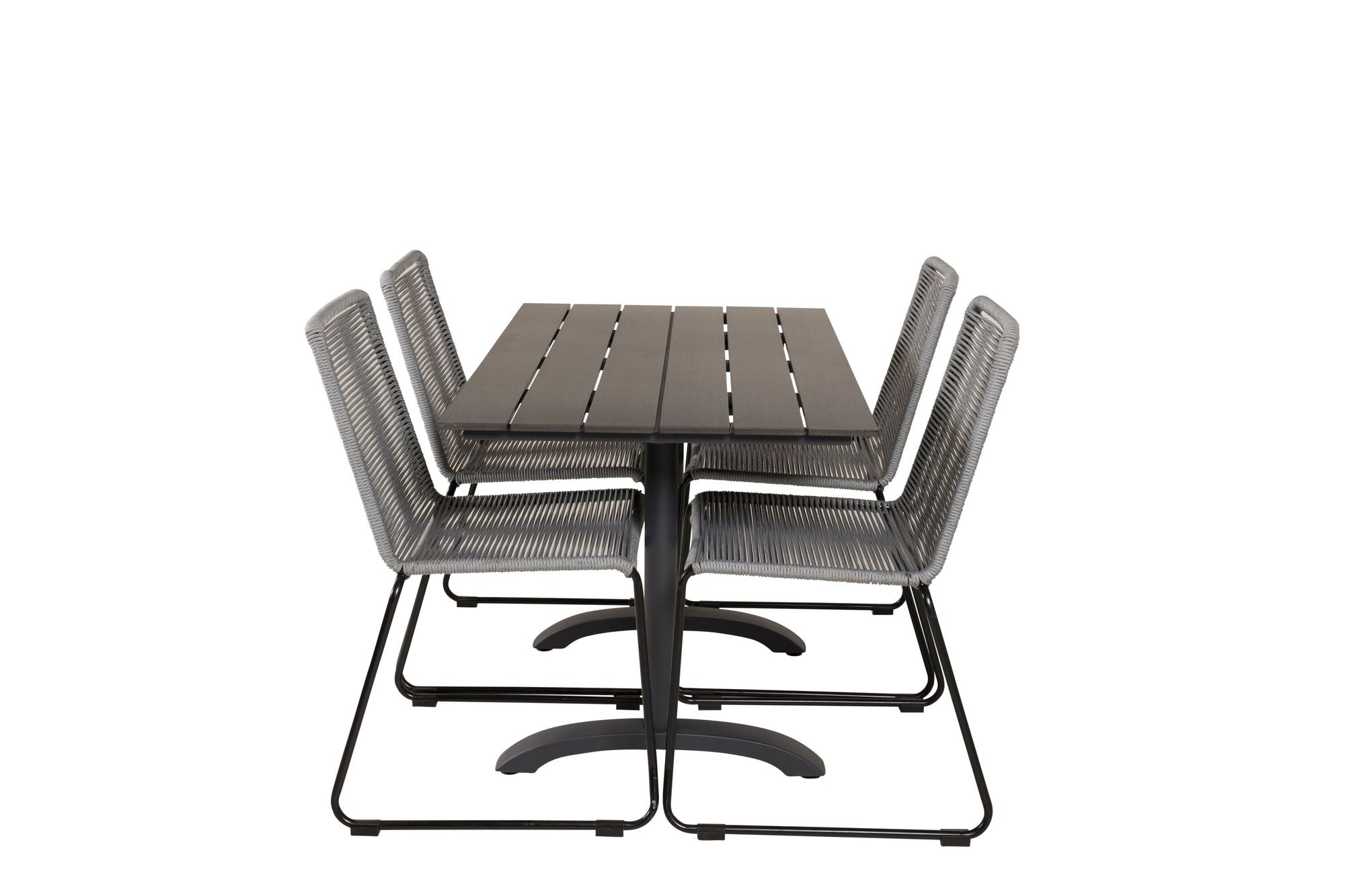 Venture Home Denver Café bord 120*70 - Black Alu / Black Aintwood+Lindos Spisebordsstol - Blac