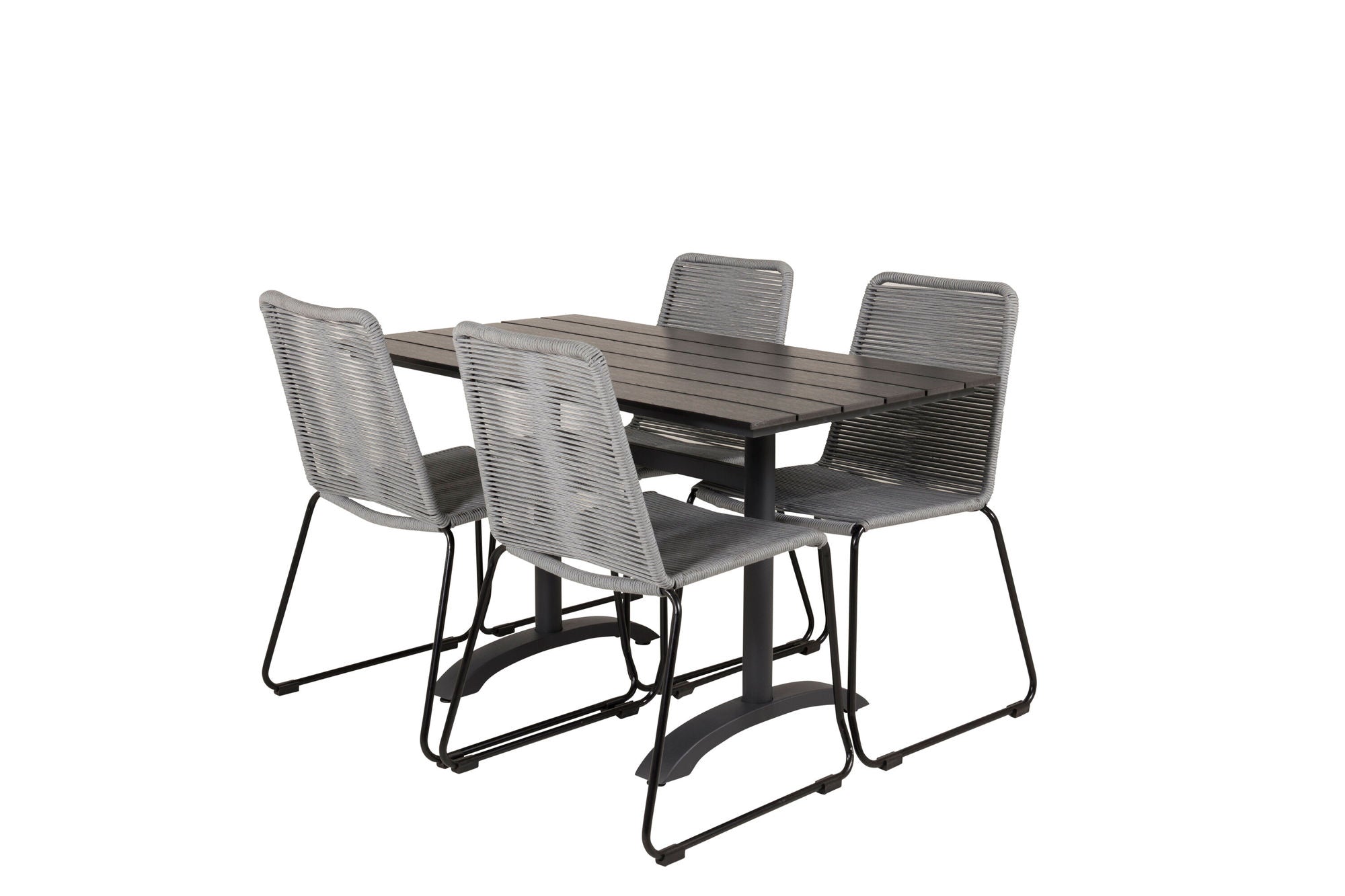Venture Home Denver Café bord 120*70 - Black Alu / Black Aintwood+Lindos Spisebordsstol - Blac