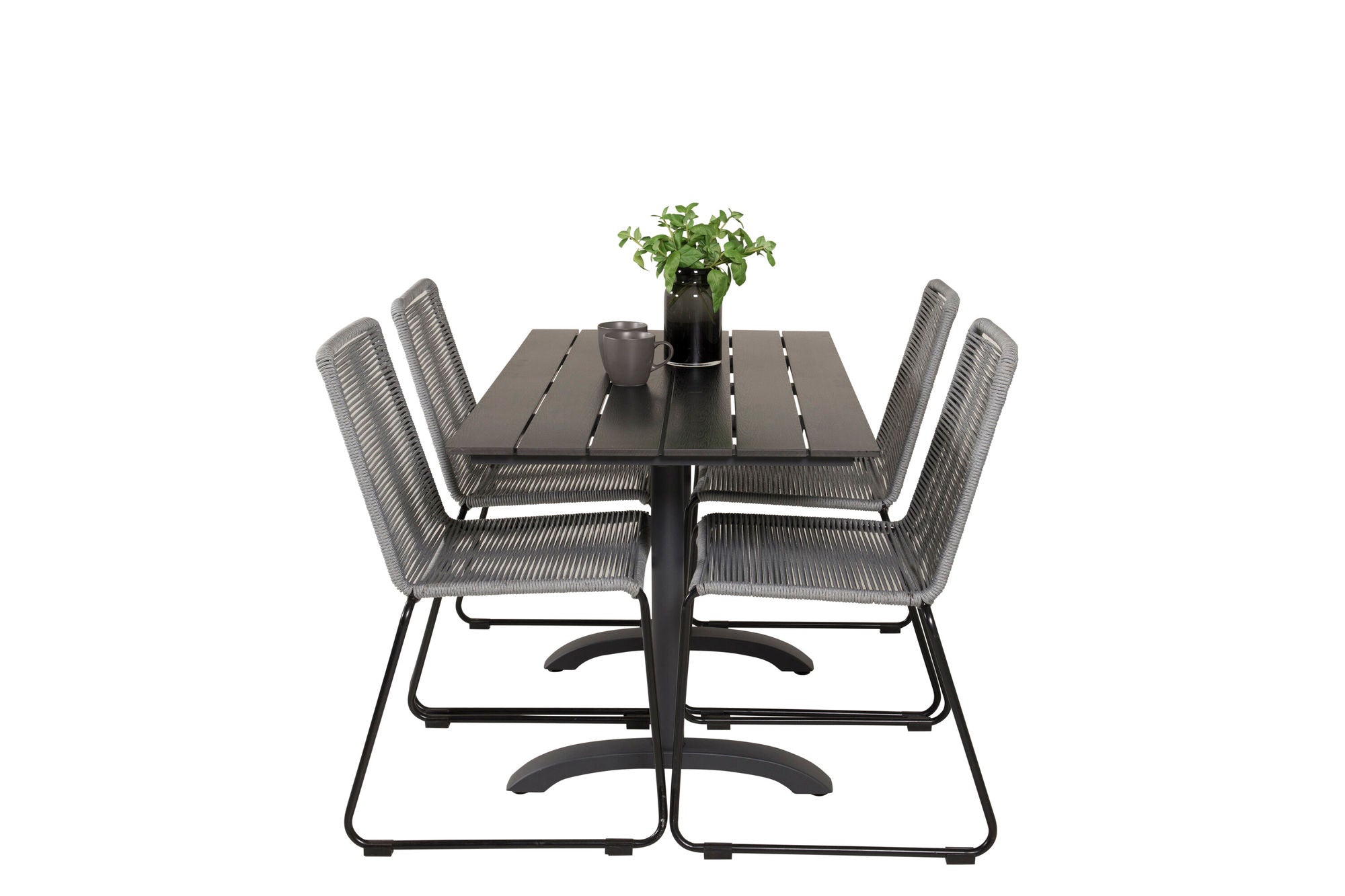 Venture Home Denver Café bord 120*70 - Black Alu / Black Aintwood+Lindos Spisebordsstol - Blac