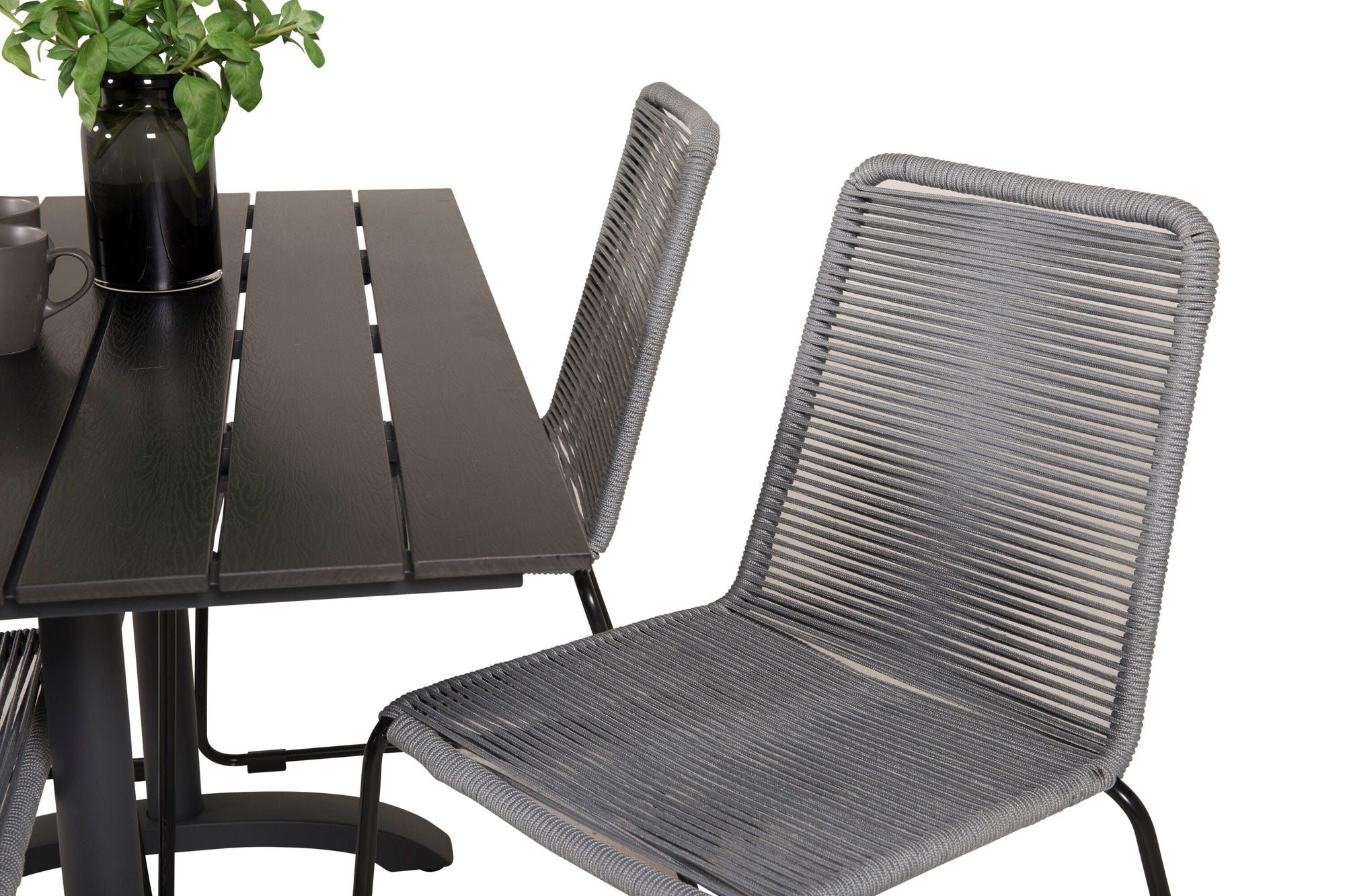 Venture Home Denver Café bord 120*70 - Black Alu / Black Aintwood+Lindos Spisebordsstol - Blac