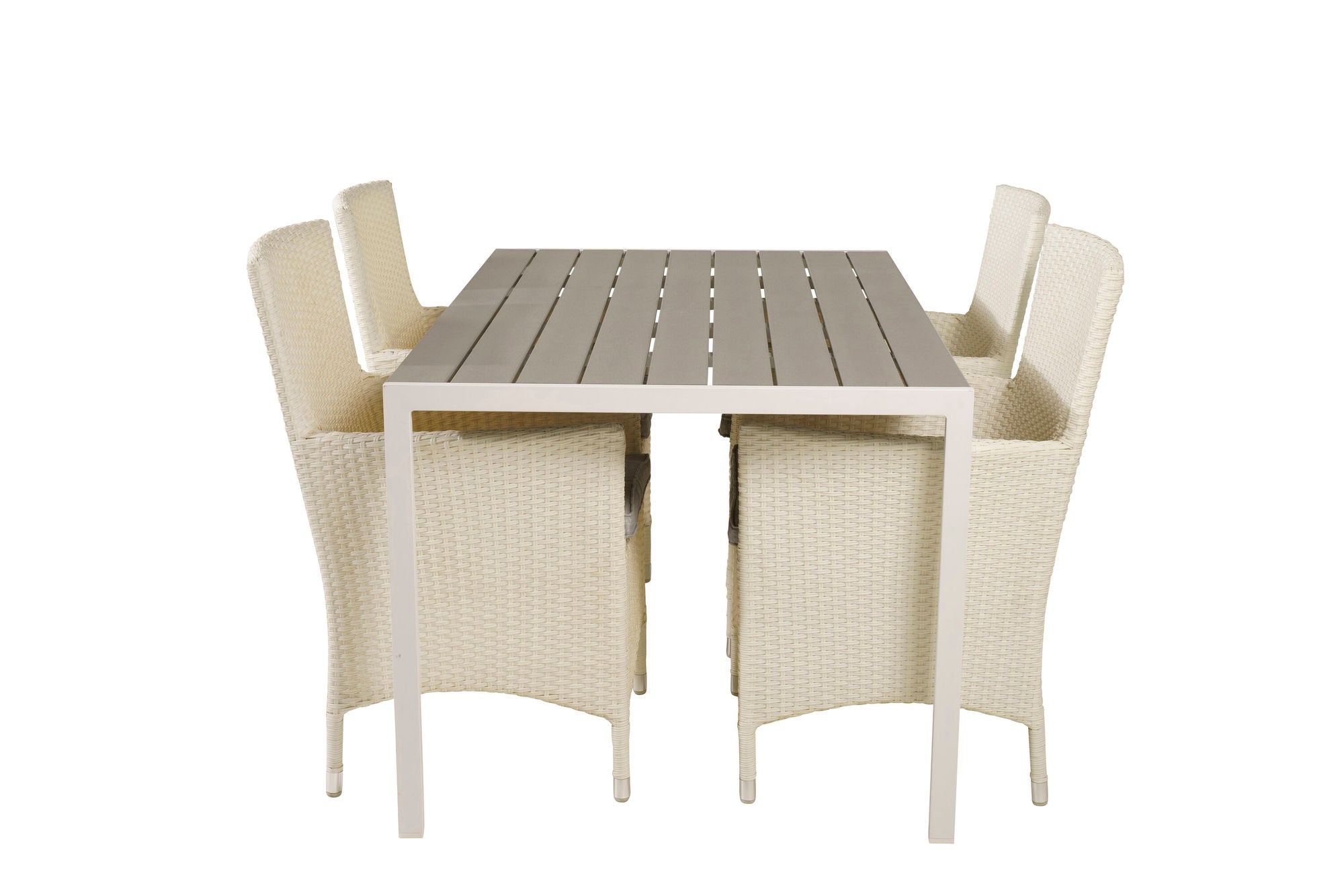 Venture Home Break spisebord - White Alu / Grey Aintwood - 150*90+Malin Arm stol with cus