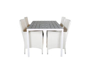 Venture Home Break spisebord - White Alu / Grey Aintwood - 150*90+Malin Arm stol with cus