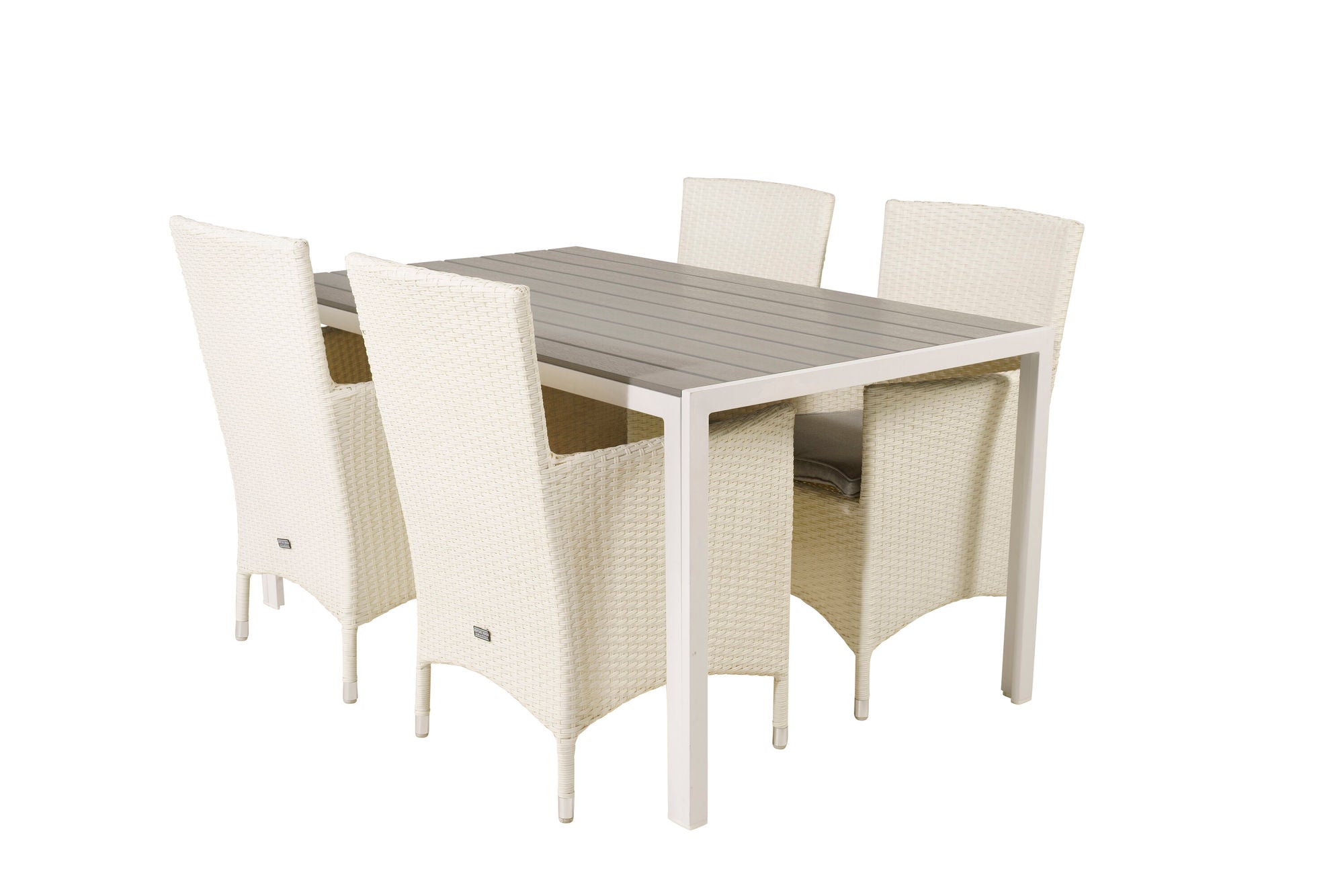 Venture Home Break spisebord - White Alu / Grey Aintwood - 150*90+Malin Arm stol with cus