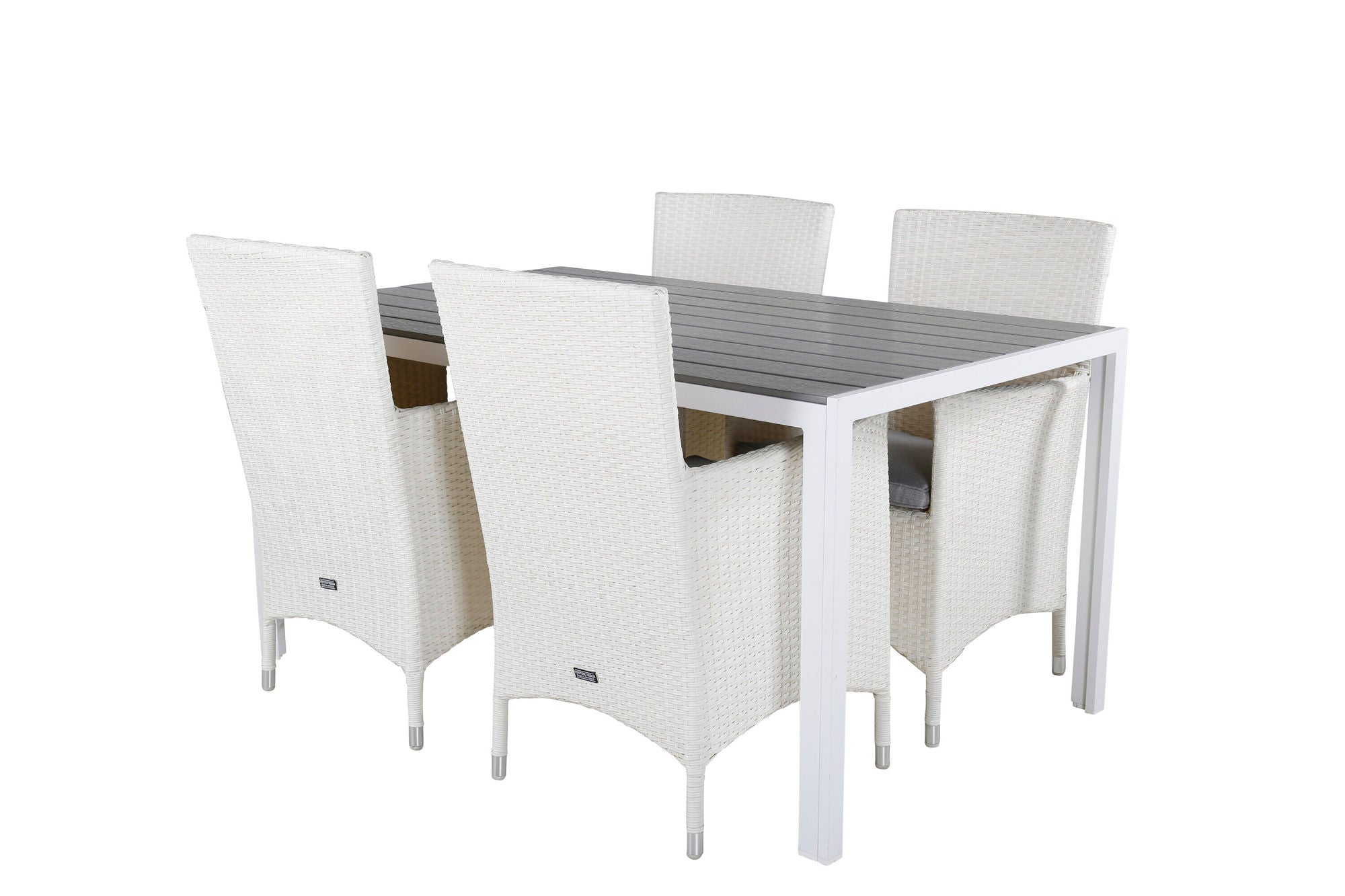 Venture Home Break spisebord - White Alu / Grey Aintwood - 150*90+Malin Arm stol with cus