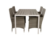 Venture Home Break spisebord - White Alu / Grey Aintwood - 150*90+Malin Arm stol with cus