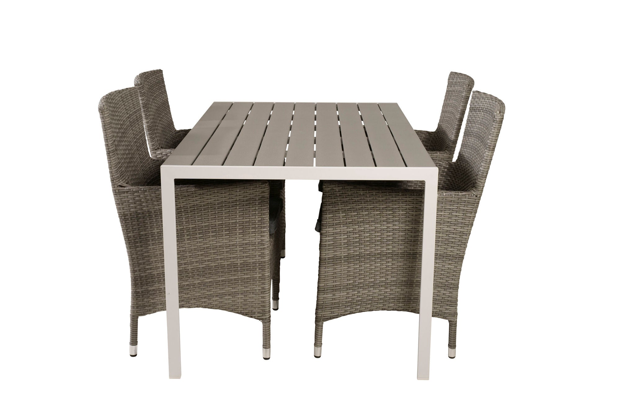 Venture Home Break spisebord - White Alu / Grey Aintwood - 150*90+Malin Arm stol with cus