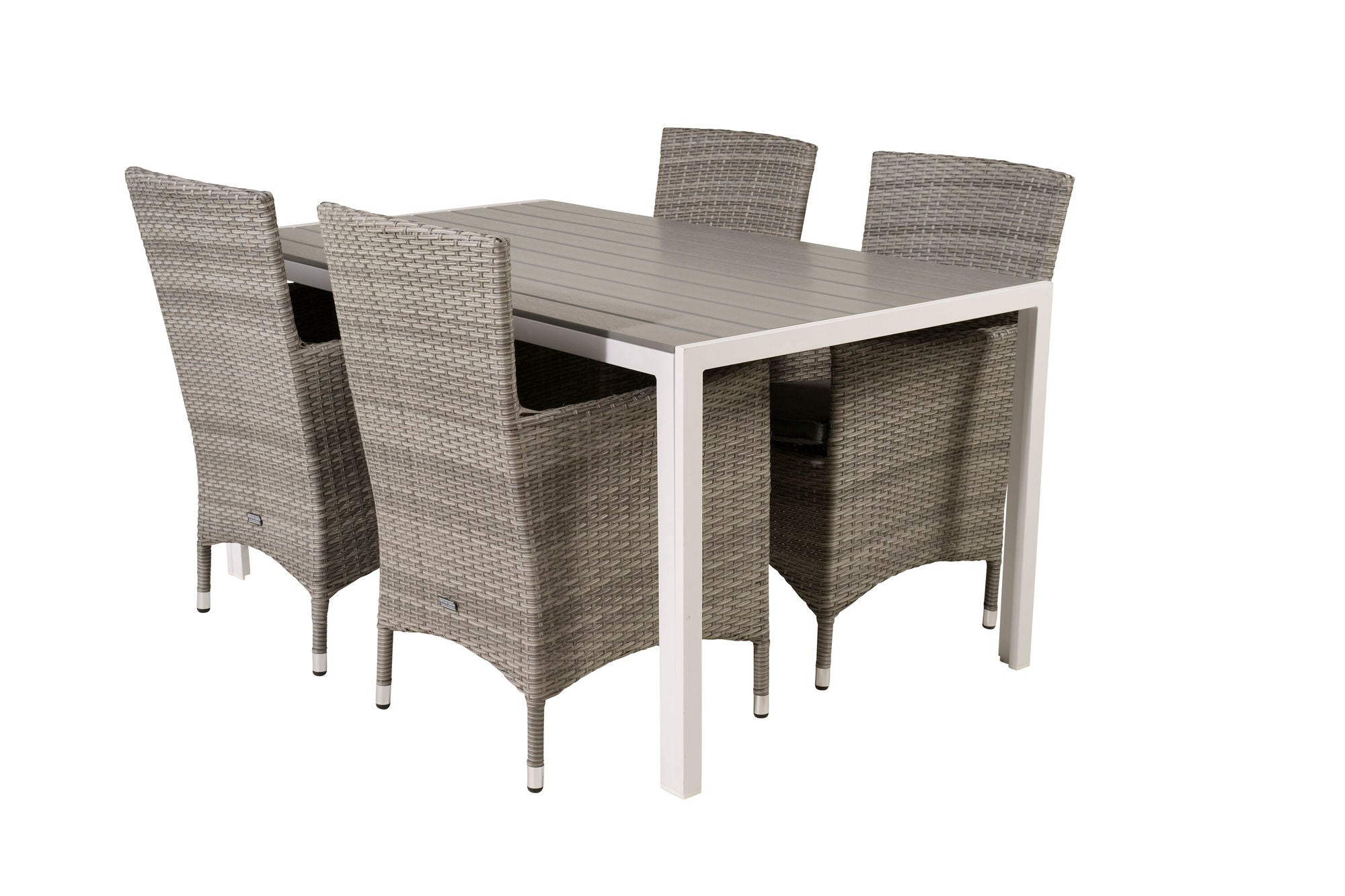 Venture Home Break spisebord - White Alu / Grey Aintwood - 150*90+Malin Arm stol with cus