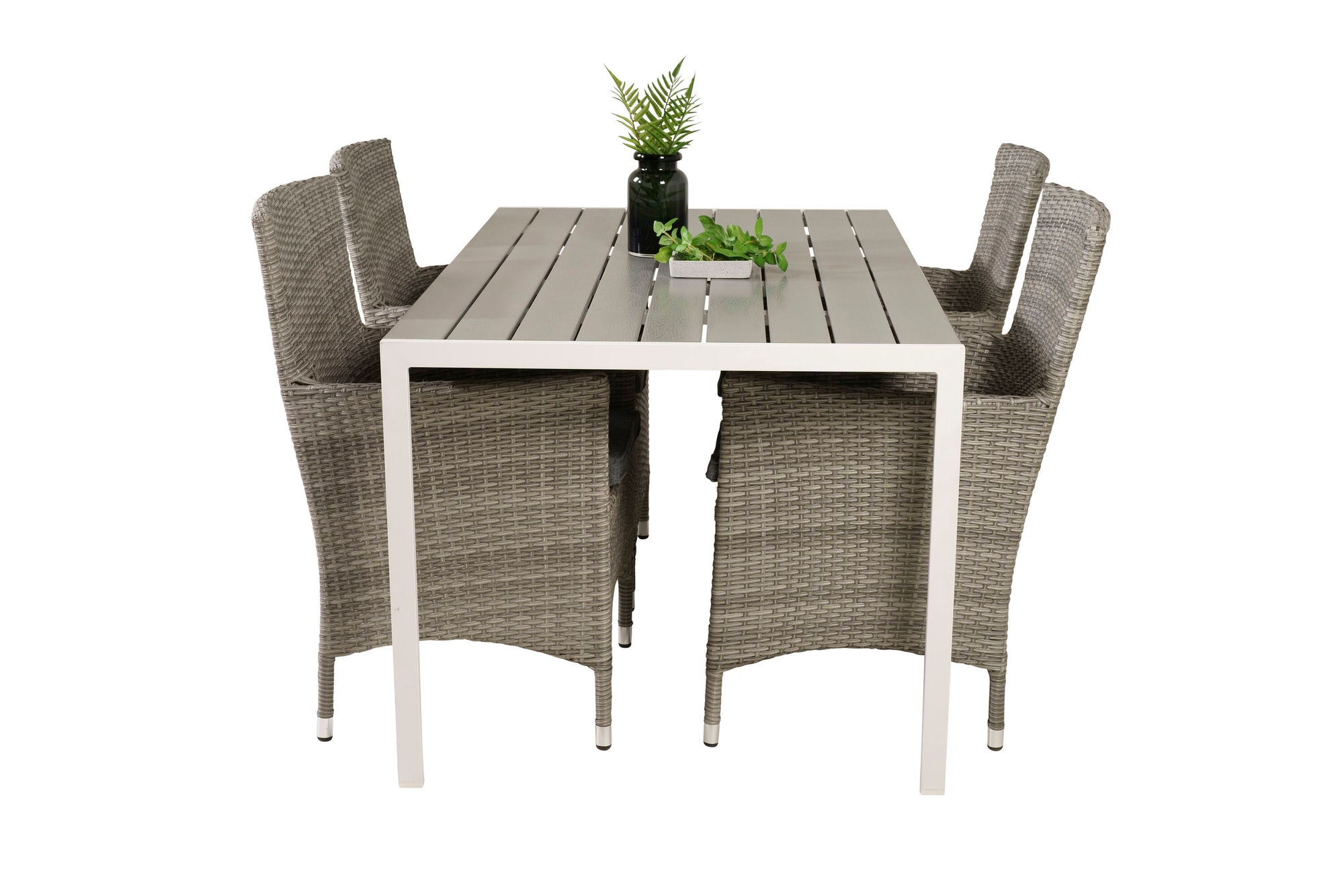 Venture Home Break spisebord - White Alu / Grey Aintwood - 150*90+Malin Arm stol with cus