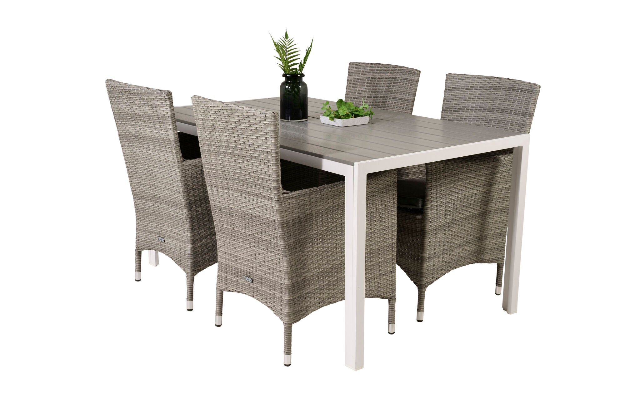 Venture Home Break spisebord - White Alu / Grey Aintwood - 150*90+Malin Arm stol with cus