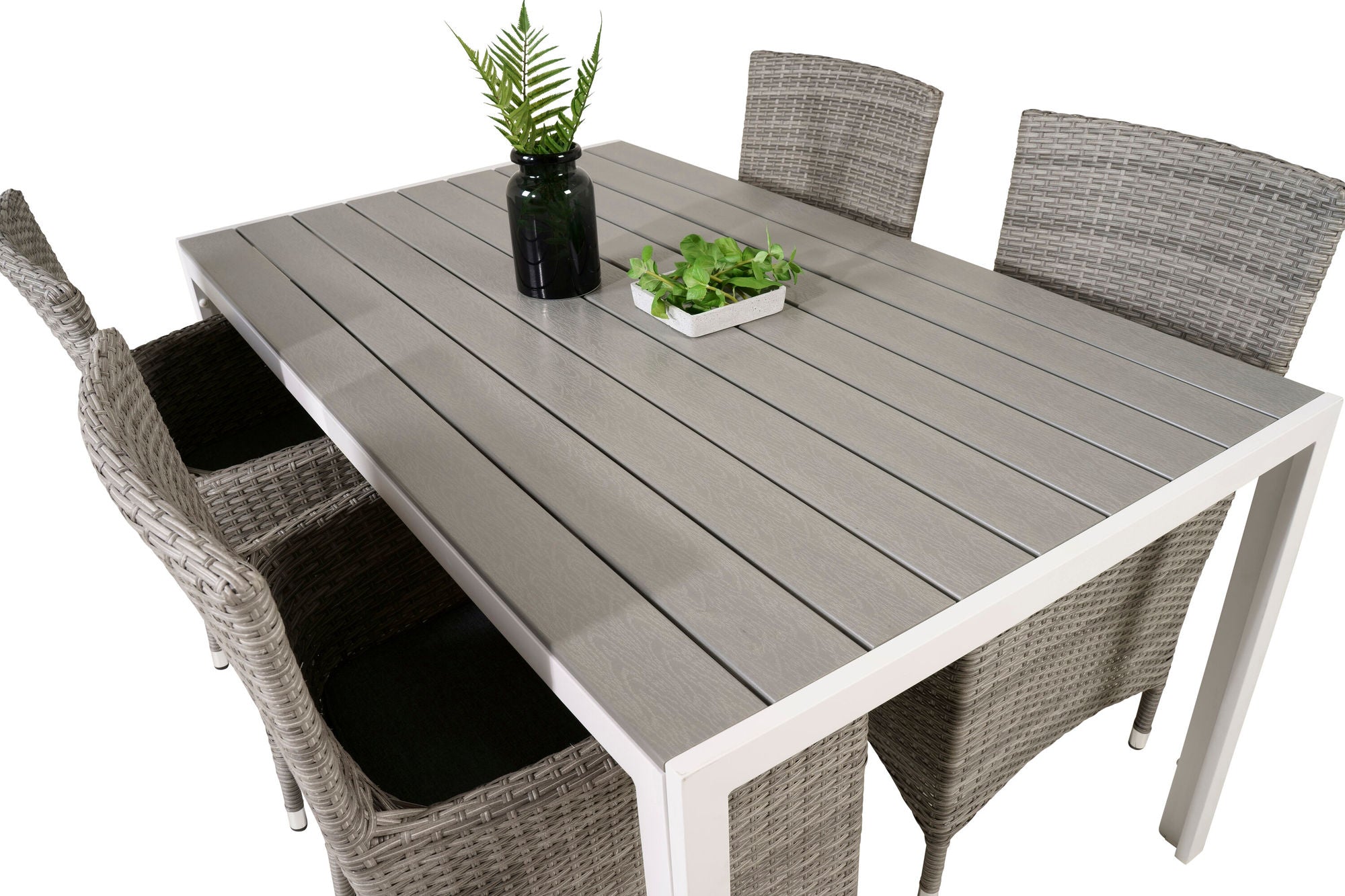 Venture Home Break spisebord - White Alu / Grey Aintwood - 150*90+Malin Arm stol with cus