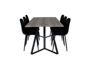 Venture Home Marina spisebord - 180*90*H75 - Grey / Black+Polar Diamond Spisebordsstol - Black Legs - Black Velvet_6