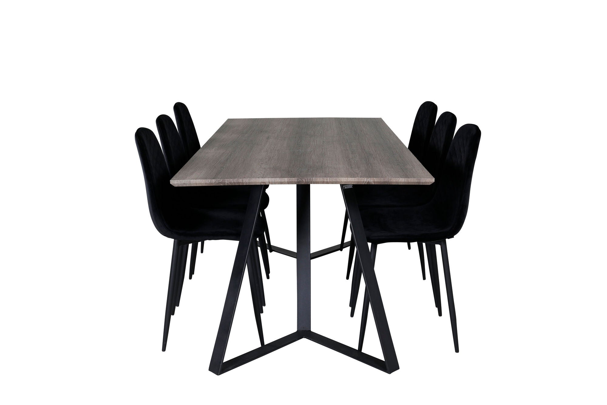 Venture Home Marina spisebord - 180*90*H75 - Grey / Black+Polar Diamond Spisebordsstol - Black Legs - Black Velvet_6