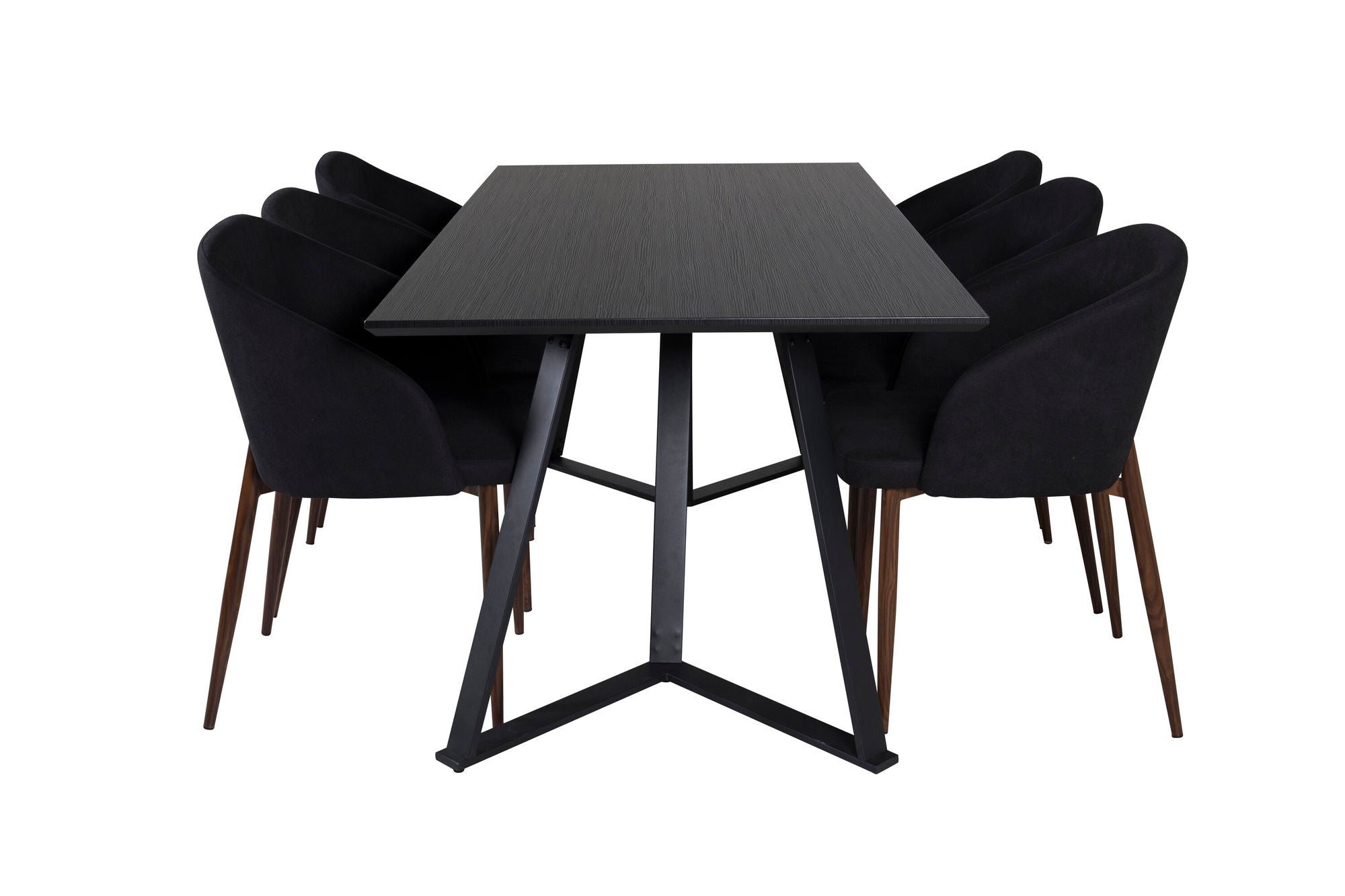 Venture Home Marina spisebord - Black top / Black Legs +Arch Spisebordsstol - Walnut Legs - Black Fabric_6