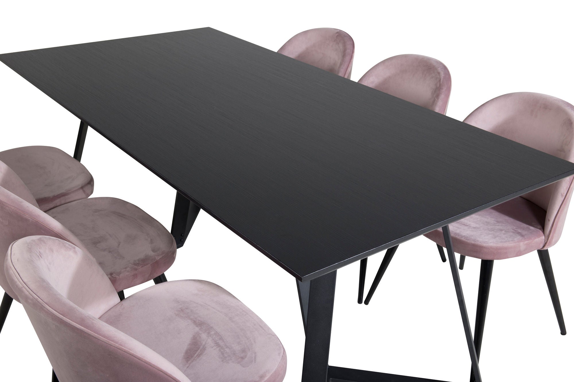 Venture Home Marina spisebord - Black top / Black Legs +Velvet Spisebordsstol - Pink / Black_6