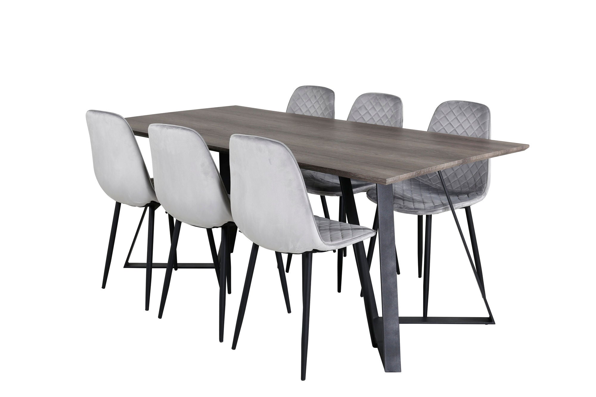 Venture Home Marina spisebord - 180*90*H75 - Grey / Black+Polar Diamond Spisebordsstol - Black Legs - Grey Velvet_6