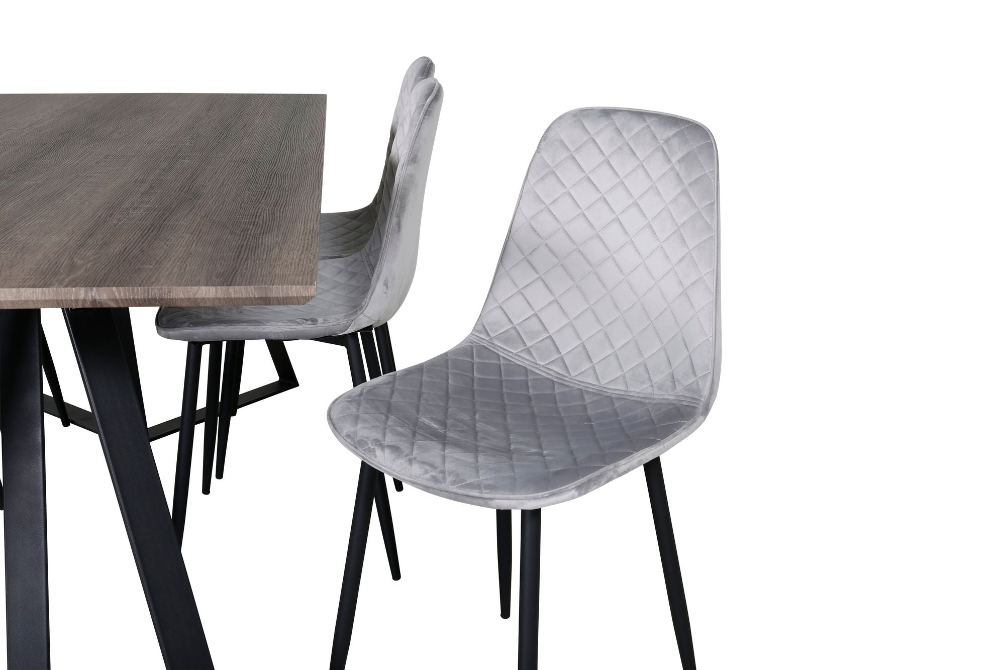 Venture Home Marina spisebord - 180*90*H75 - Grey / Black+Polar Diamond Spisebordsstol - Black Legs - Grey Velvet_6