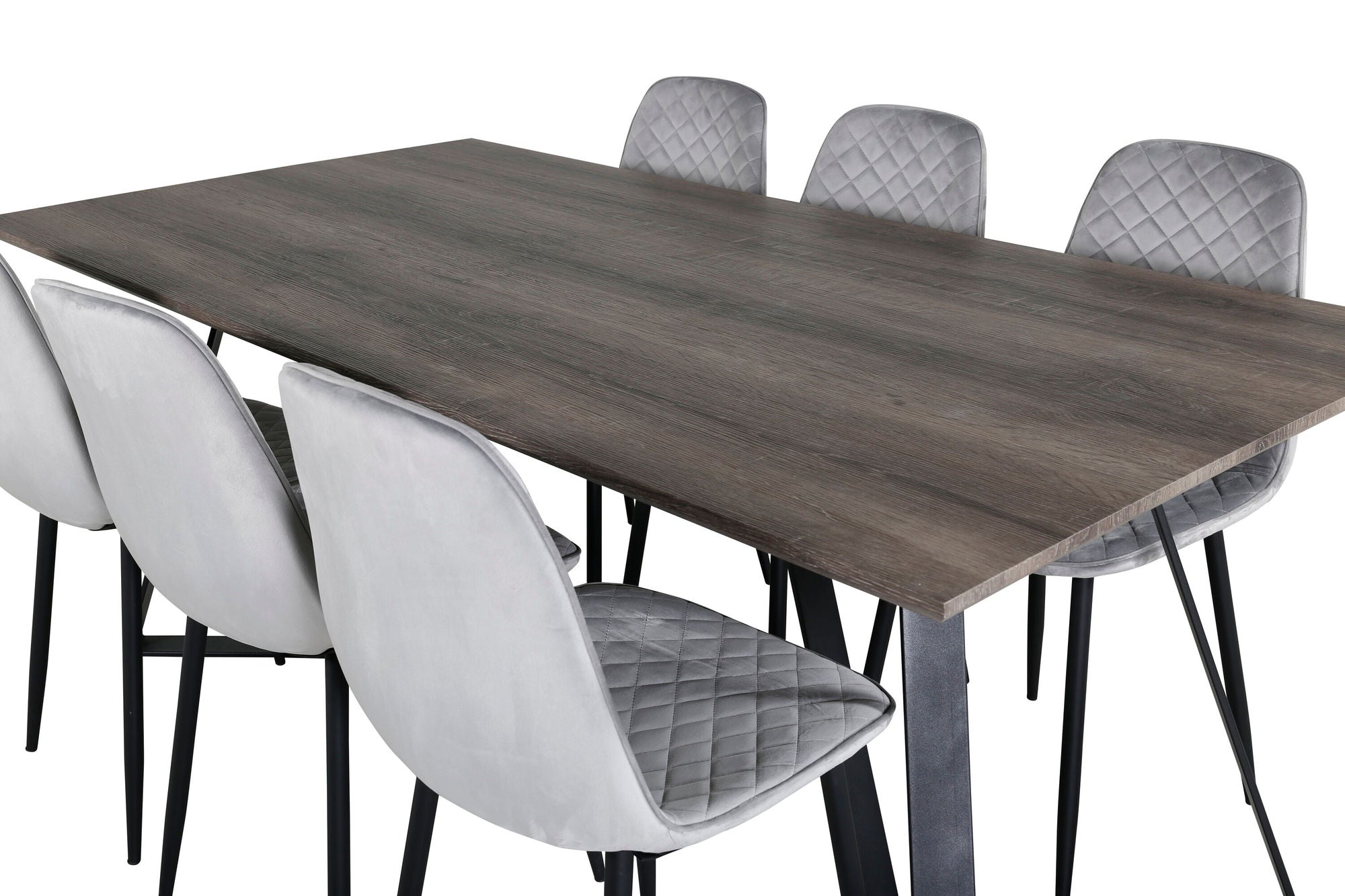 Venture Home Marina spisebord - 180*90*H75 - Grey / Black+Polar Diamond Spisebordsstol - Black Legs - Grey Velvet_6