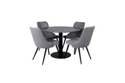 Venture Home Estelle runt Matbord - Svart / Svart marmor - ø106*H75+Velvet Deluxe Dining Chai